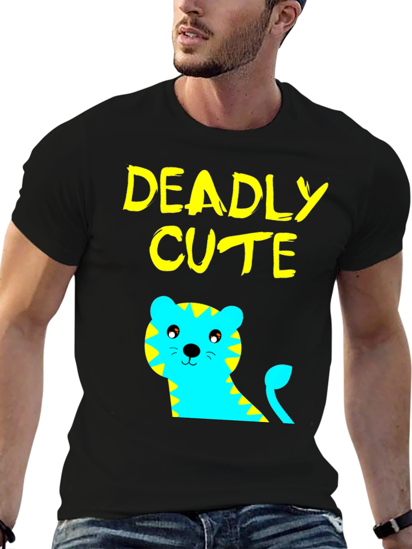 Black Deadly Cute Tiger Graphic Tee view 6