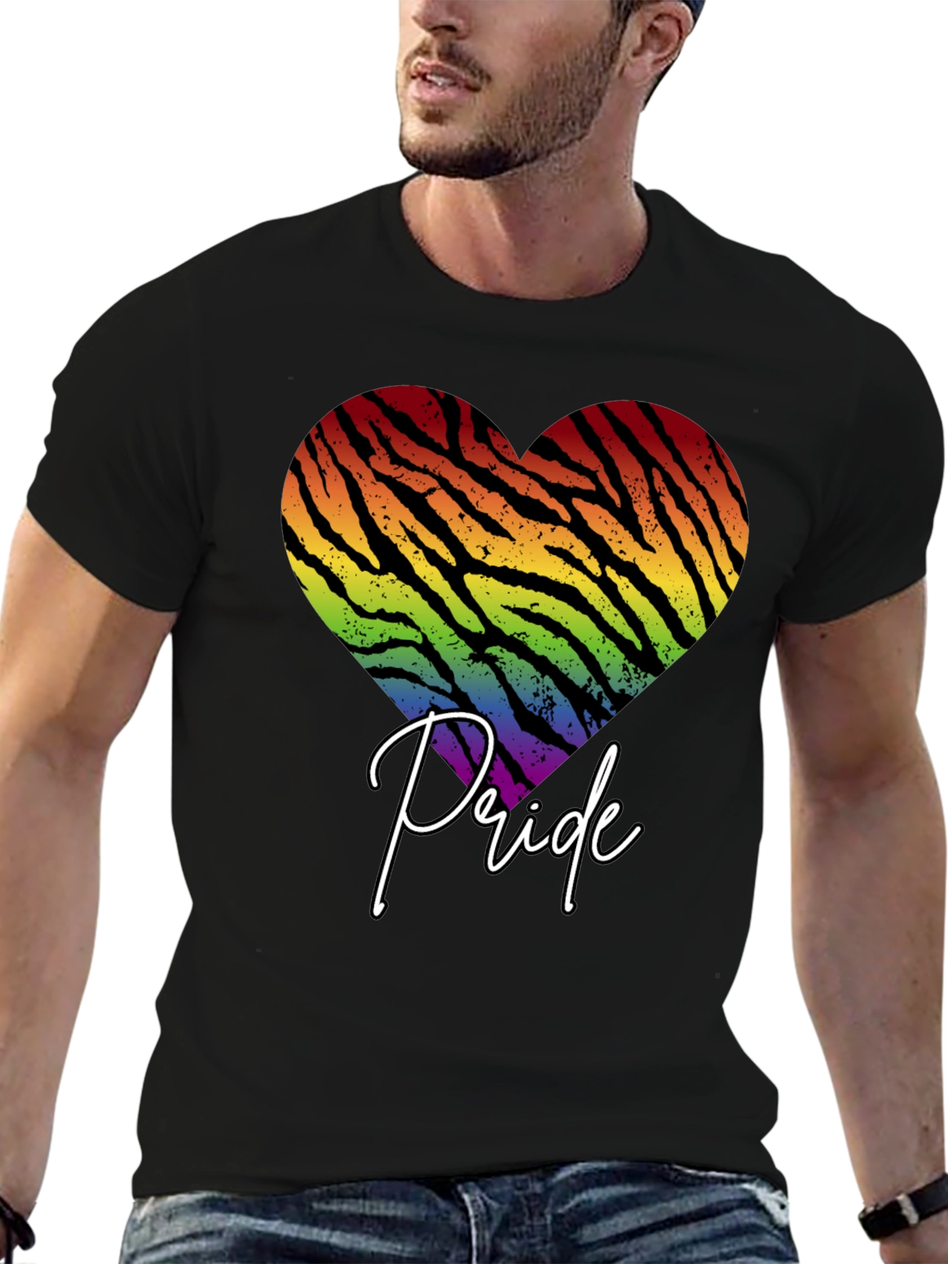 Black Pride Zebra Heart Graphic T-Shirt view 6