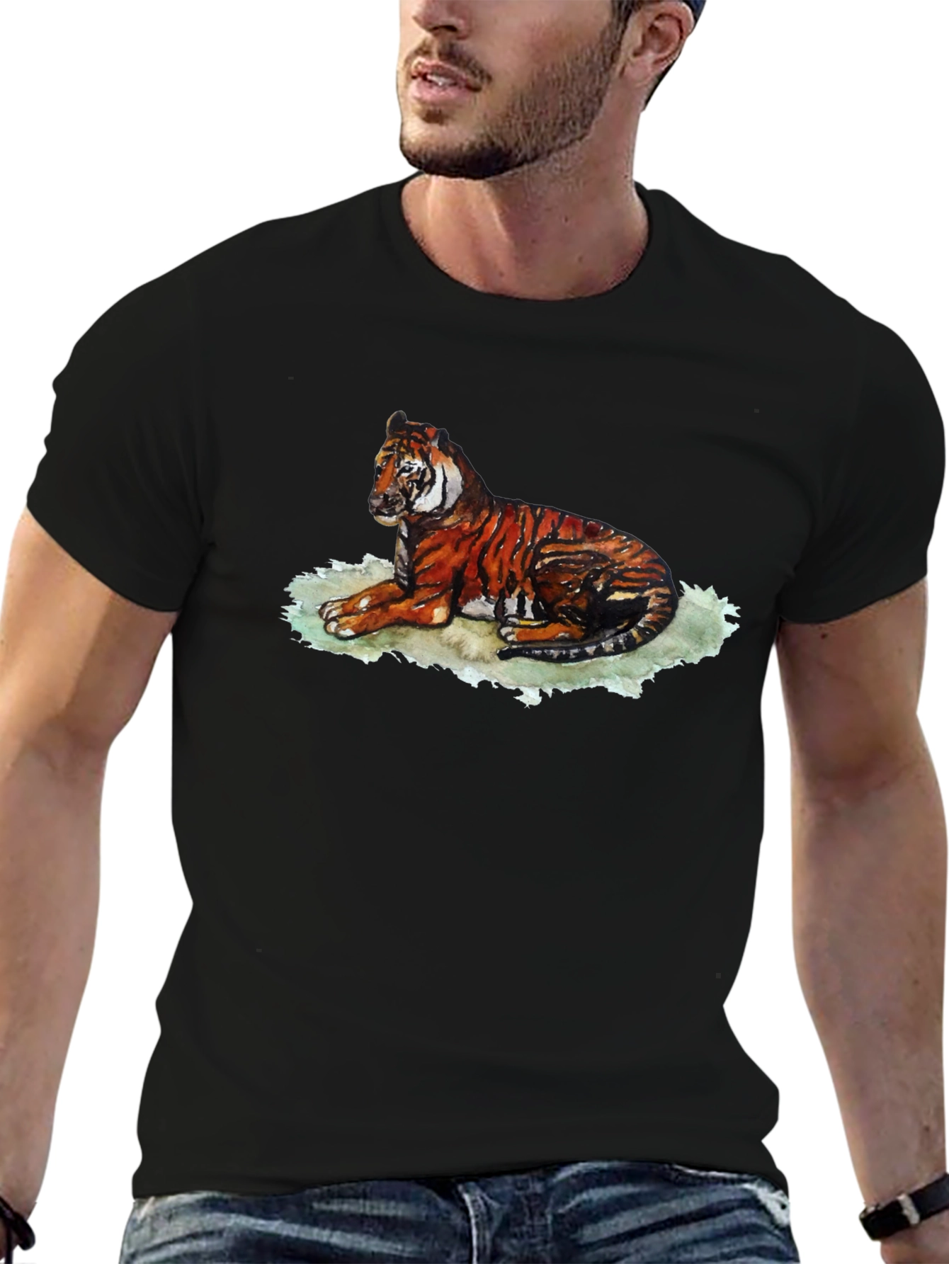 Black Tiger Graphic T-Shirt - Black, Relaxed Fit view 6