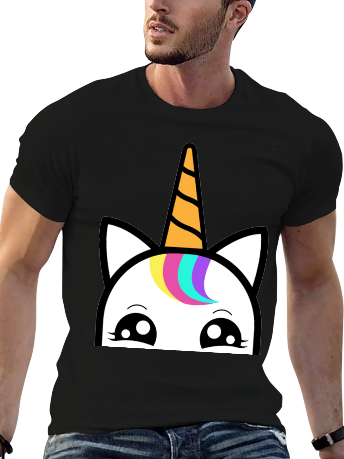 Black Unicorn Graphic T-Shirt - Black Cotton Tee view 6