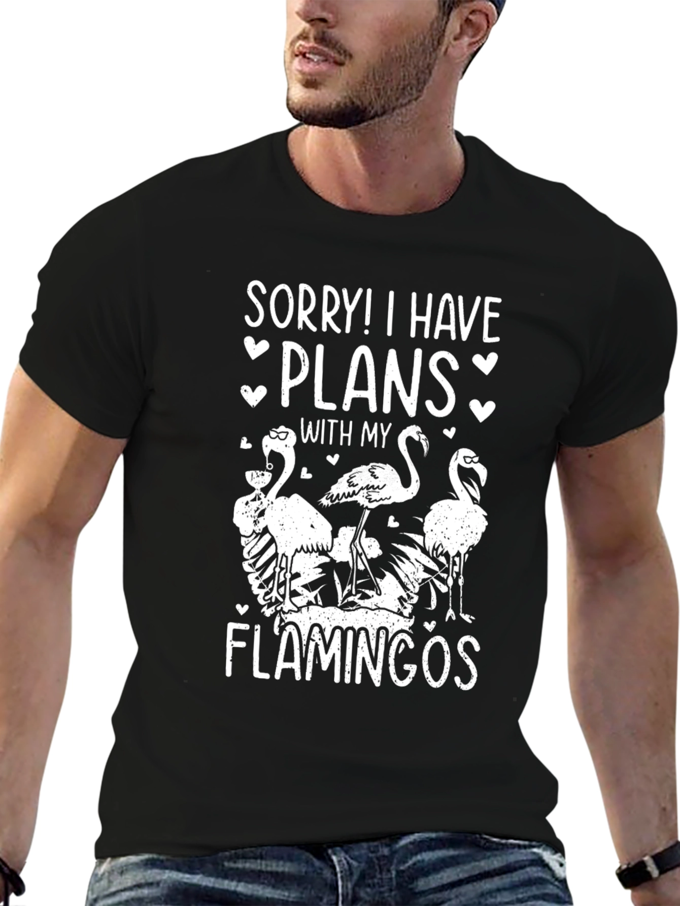 Black Flamingo Plans Graphic Tee - Funny T-Shirt view 6