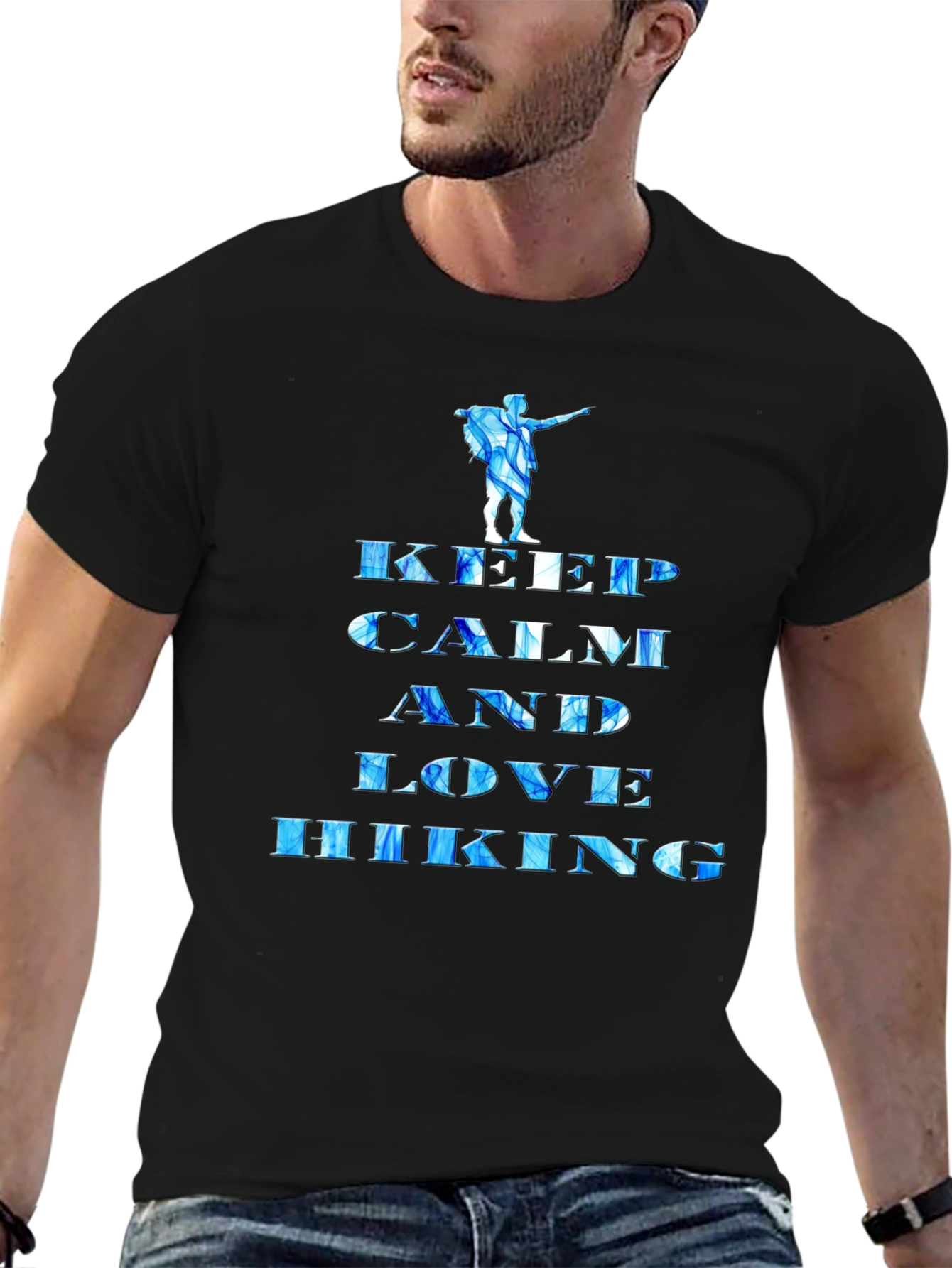 Black Keep Calm and Love Hiking Graphic Tee view 6