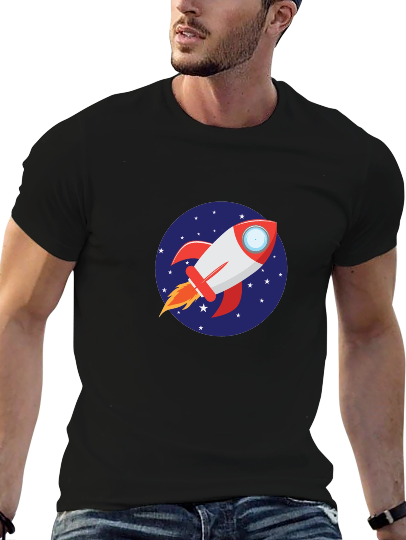Black Rocket Launch Graphic Tee - Stylish Black T-Shirt view 6
