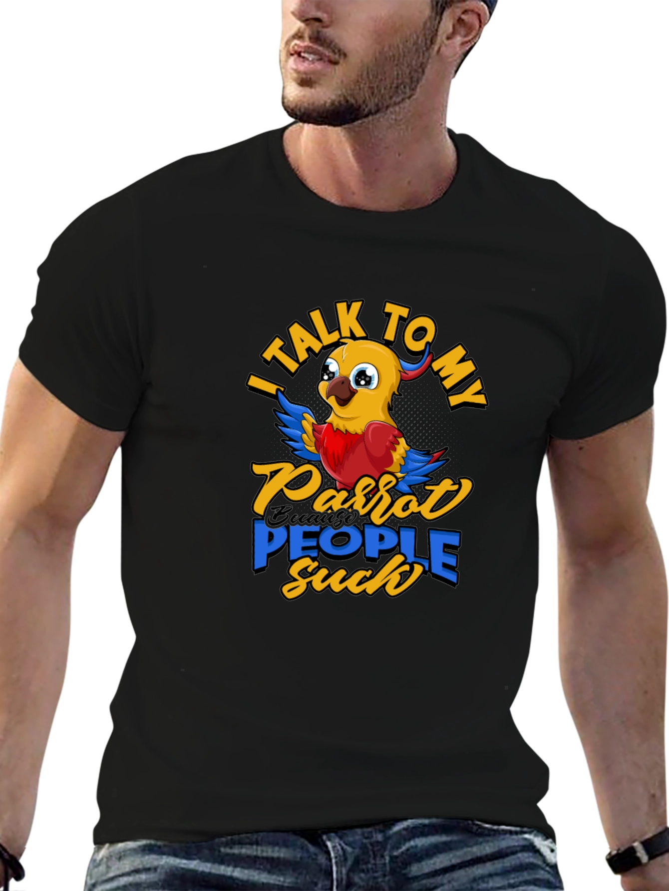 Black Parrot Lover T-Shirt - I Talk To My Parrot People Suck view 6