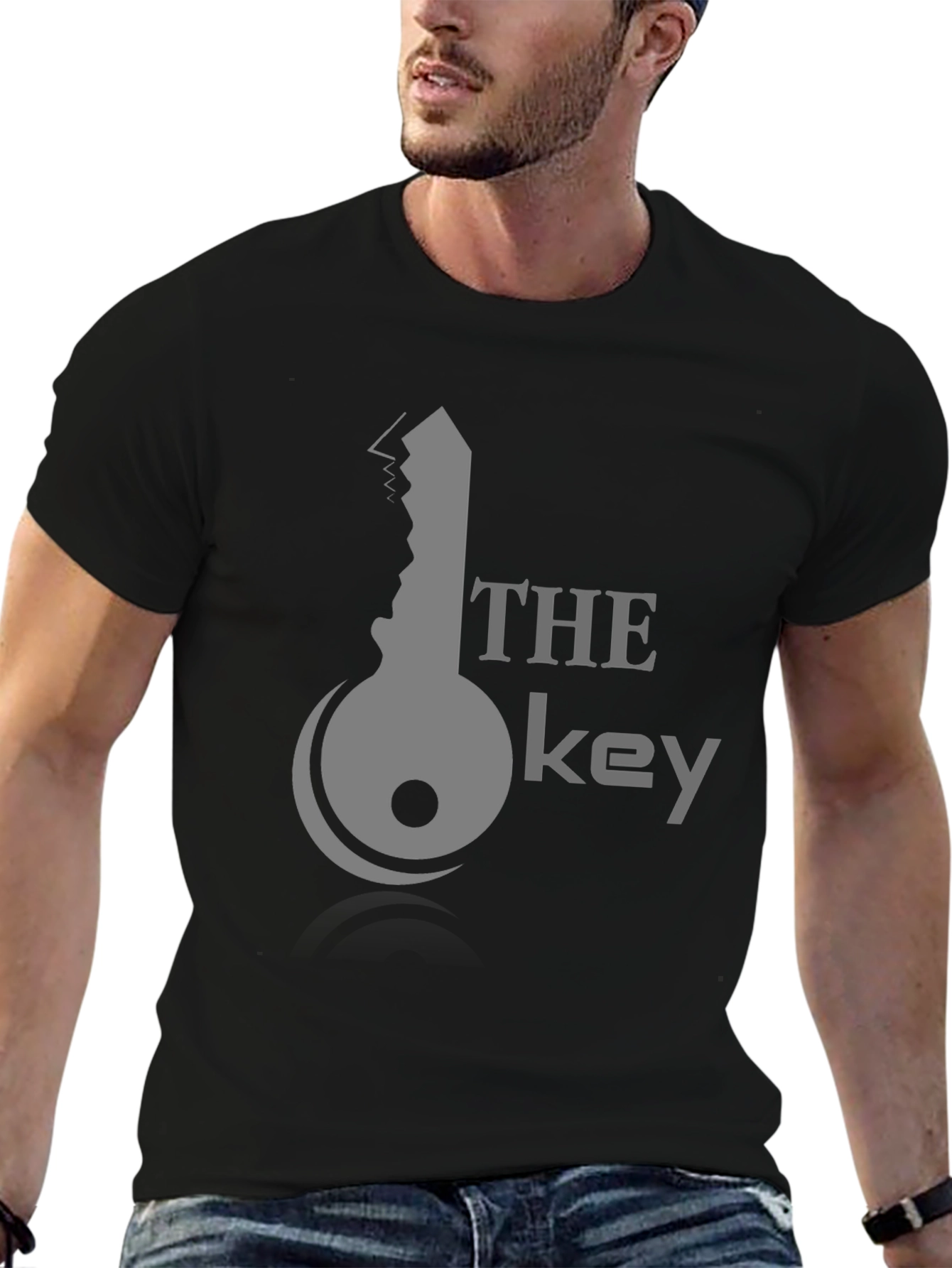 Black The Key Graphic Tee - Stylish Black Cotton T-Shirt view 6