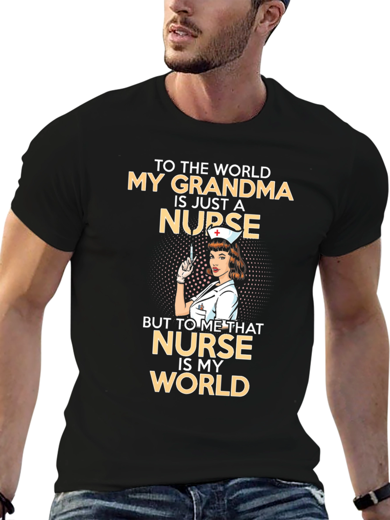 Black Grandma Nurse T-Shirt: My Grandma Is My World! view 6