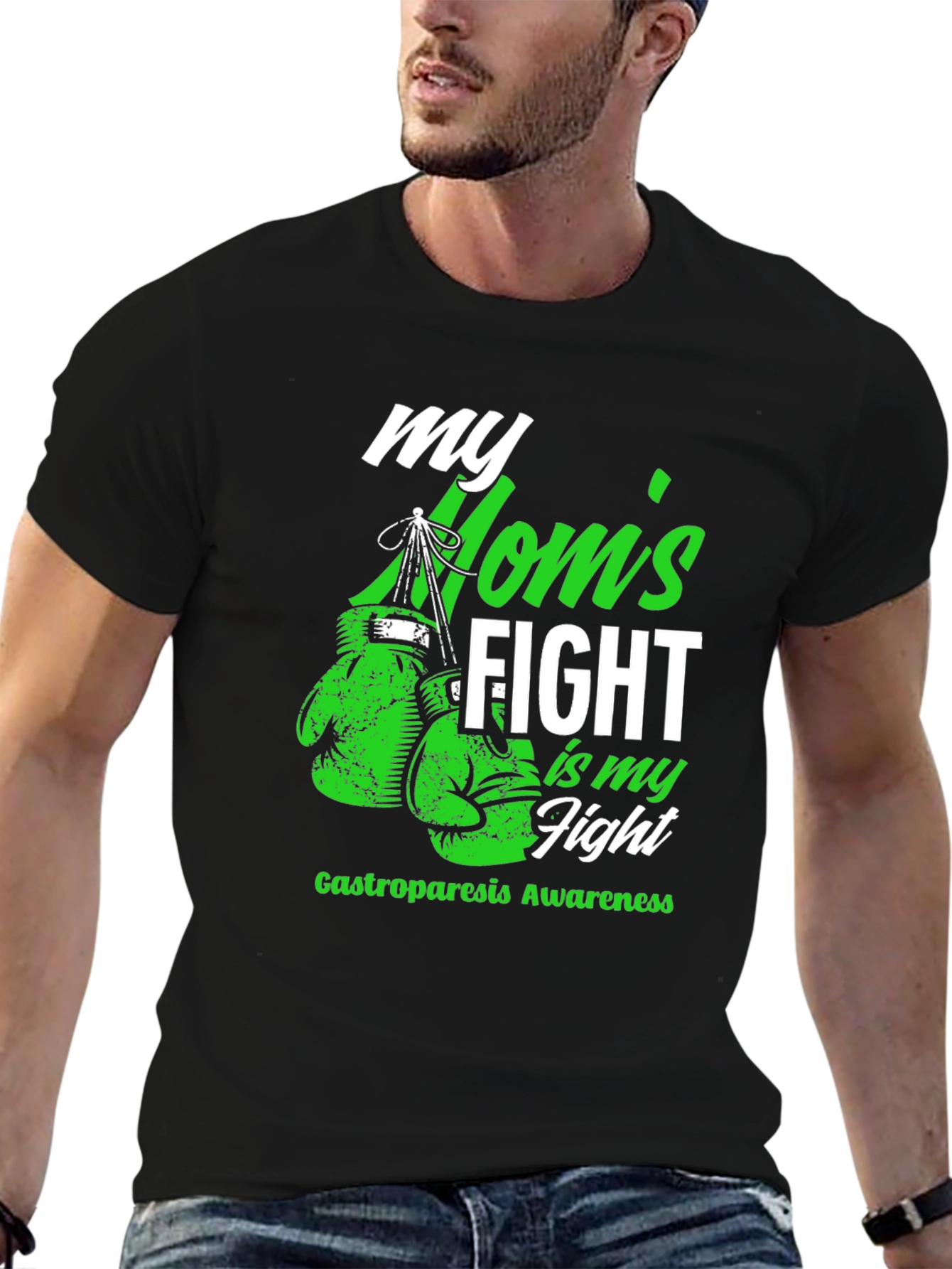 Black Mom's Fight Gastroparesis Awareness T-Shirt view 6