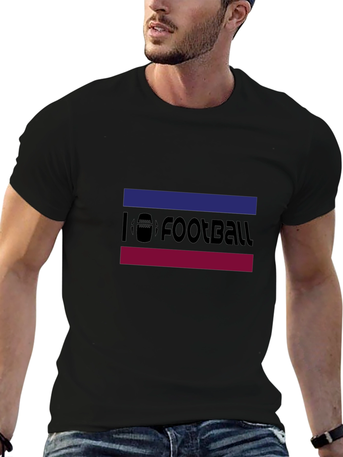 Black Football Graphic Tee - Black view 6