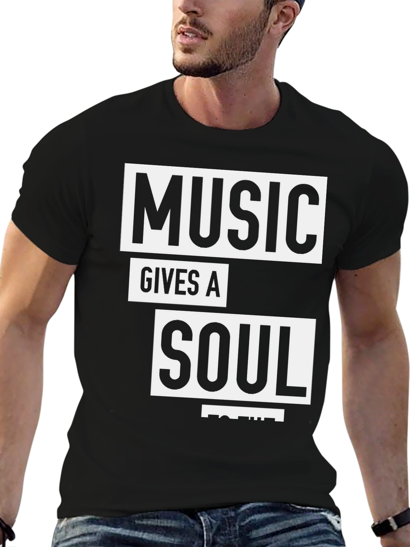 Black Music Gives A Soul Black Graphic Tee view 6