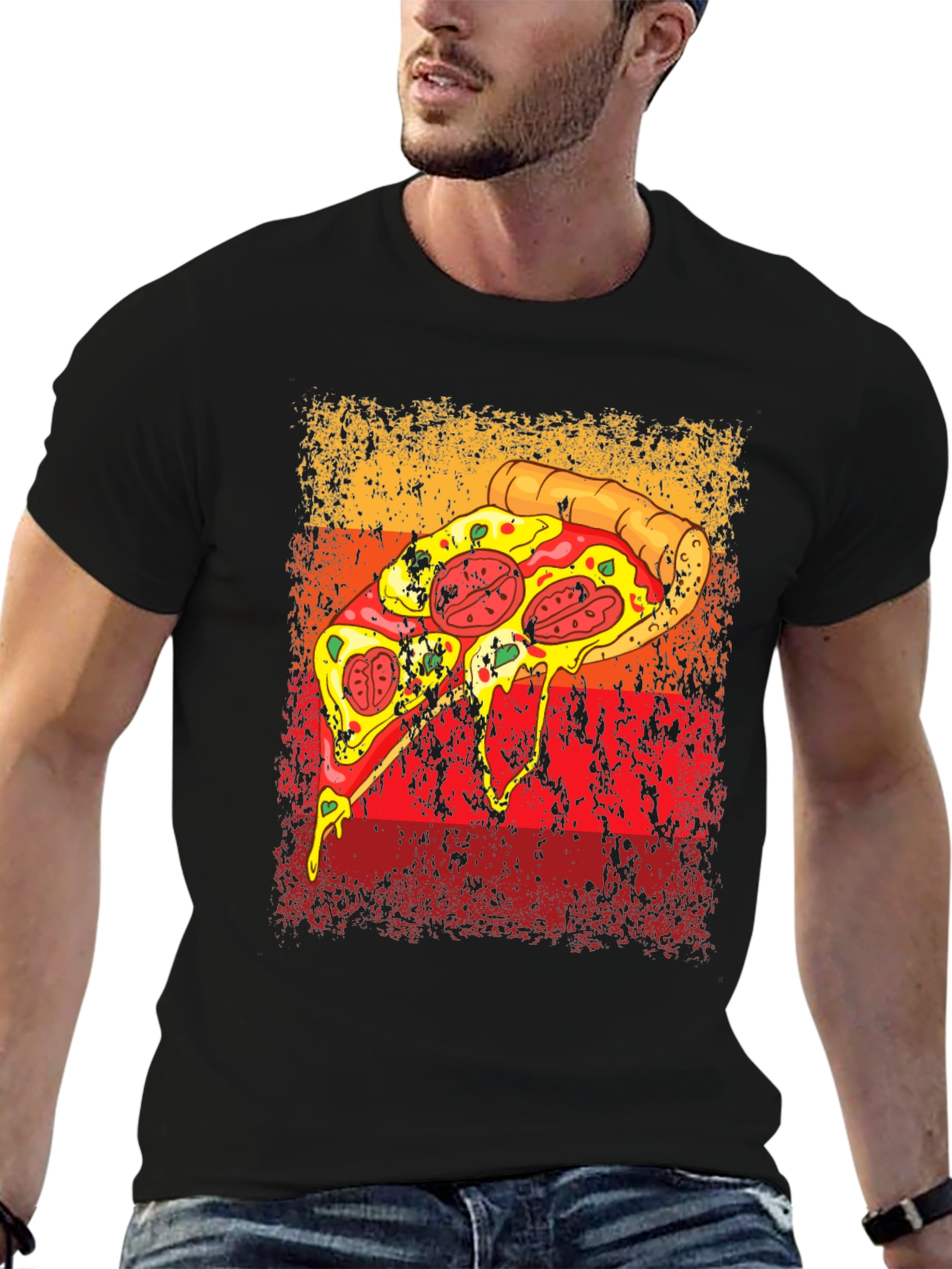 Black Pizza Graphic Tee - Retro Style view 6