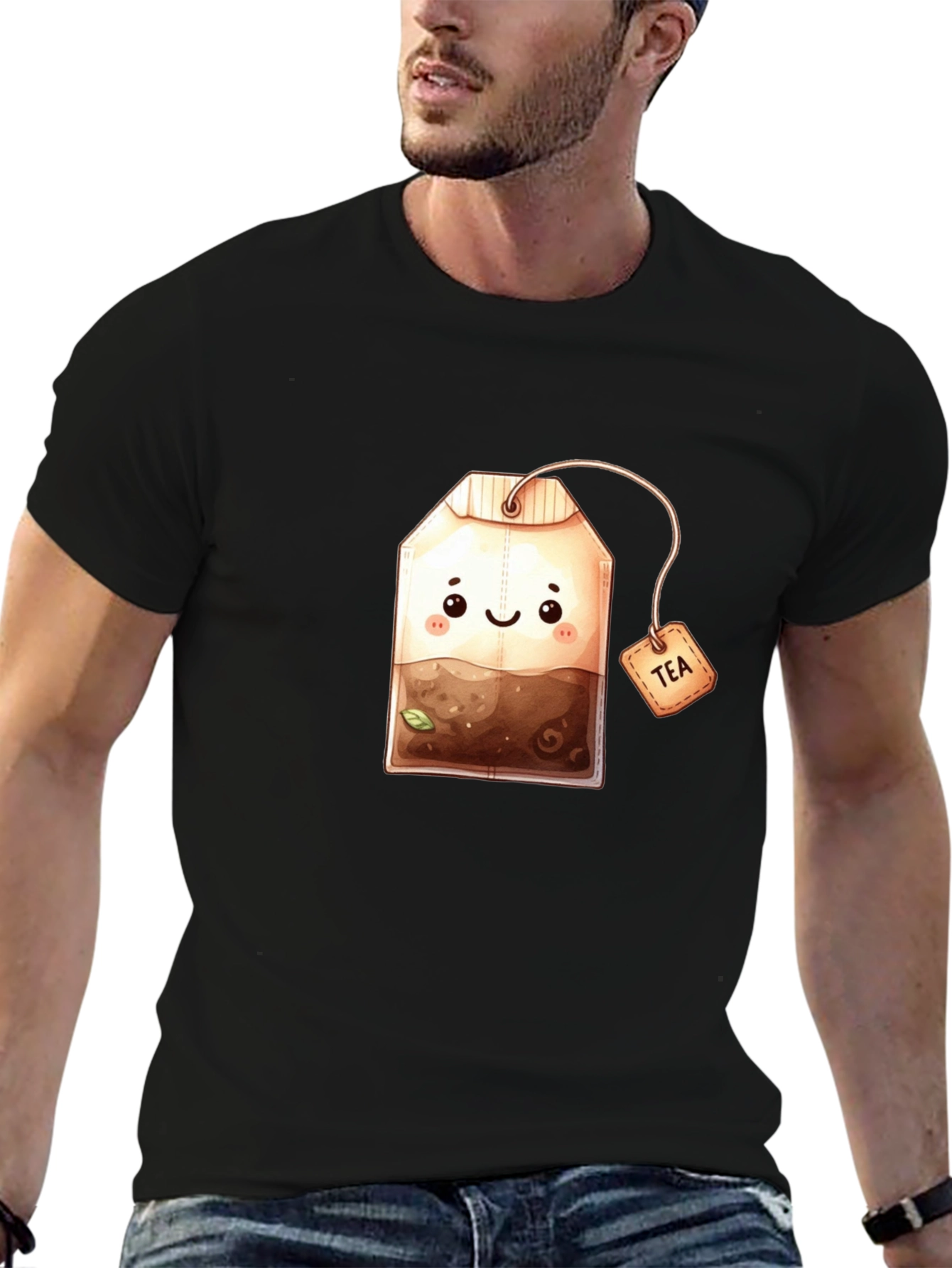 Black Cute Tea Bag Graphic Tee view 6