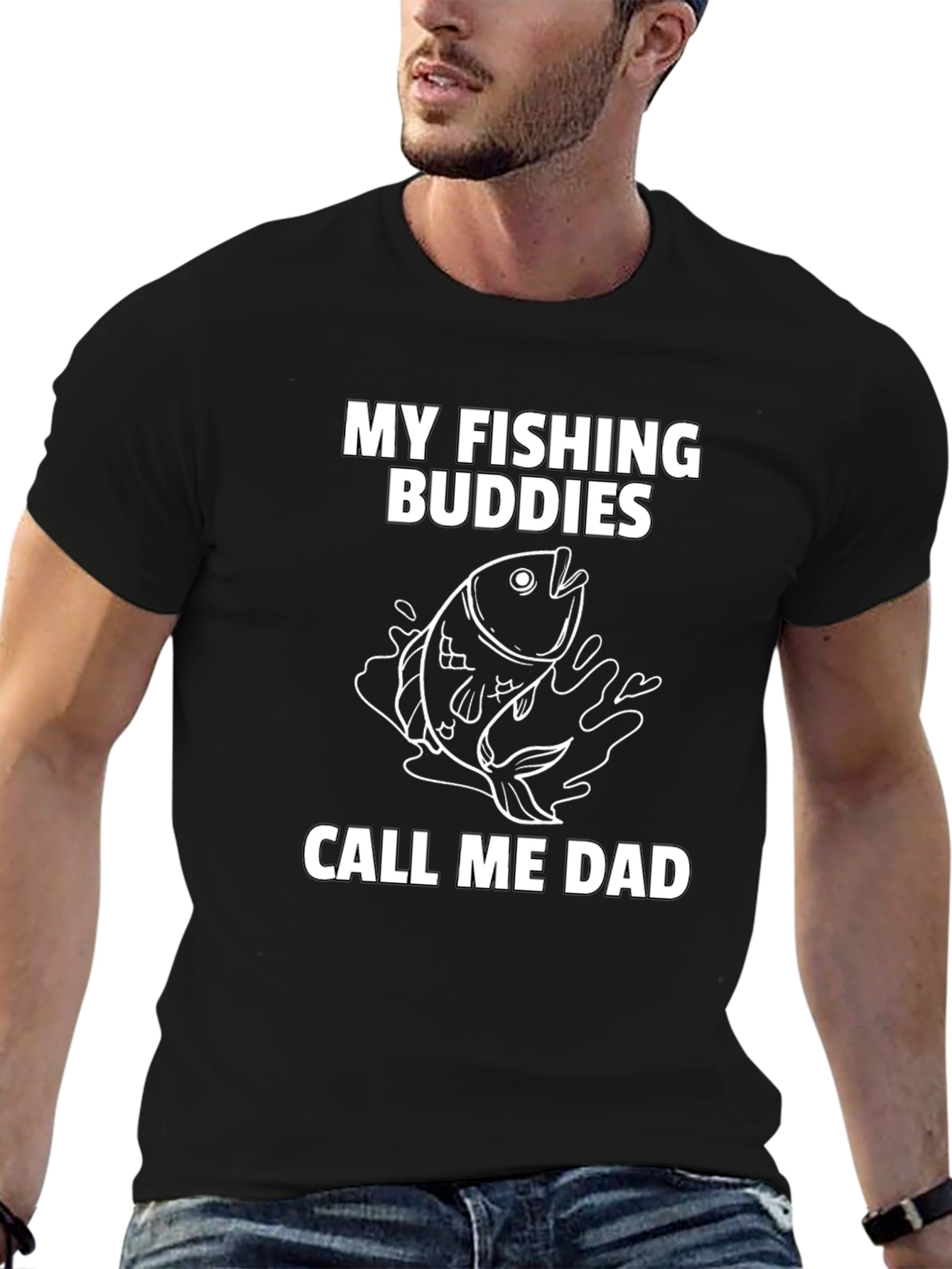 Black Fishing Buddies Dad T-Shirt - Angler Father's Day Gift view 6