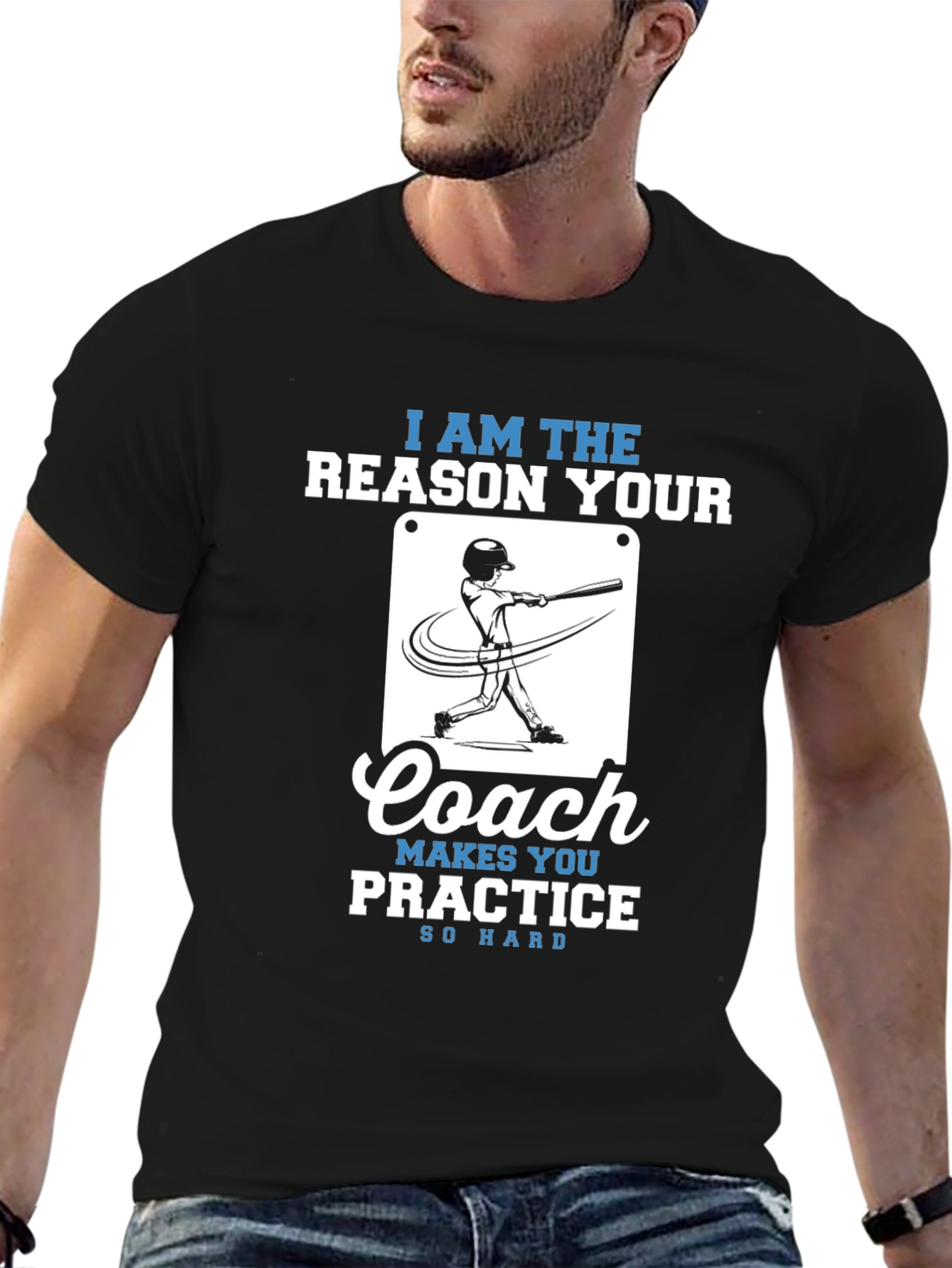 Black Baseball Coach T-Shirt - Practice So Hard view 6