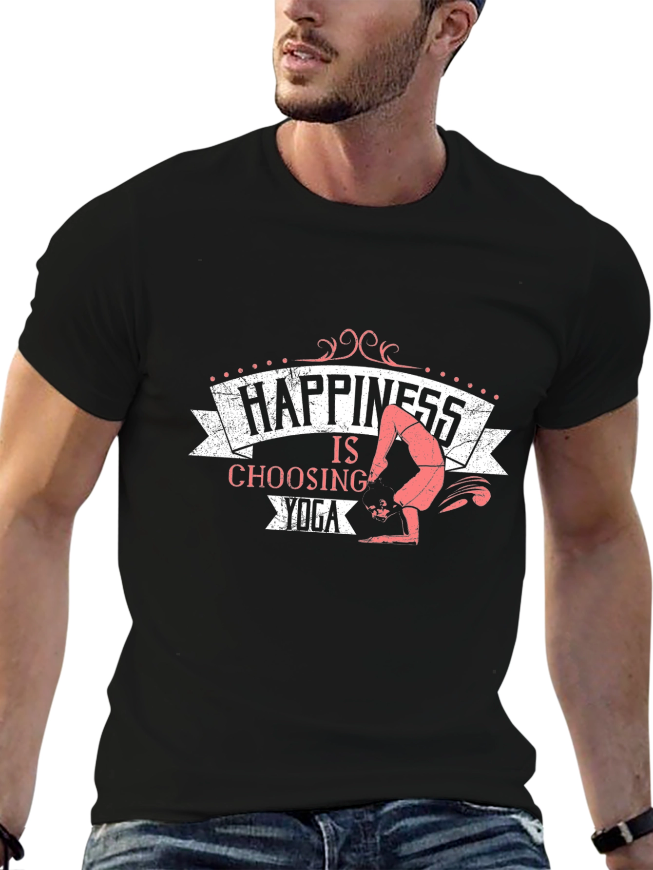 Black Happiness is Choosing Yoga Black Graphic Tee view 6