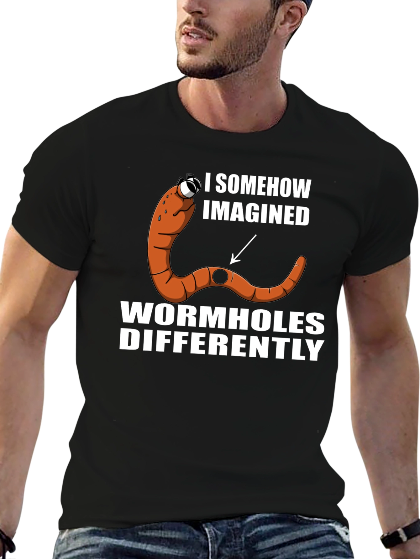 Black Wormhole Humor Graphic T-Shirt view 6