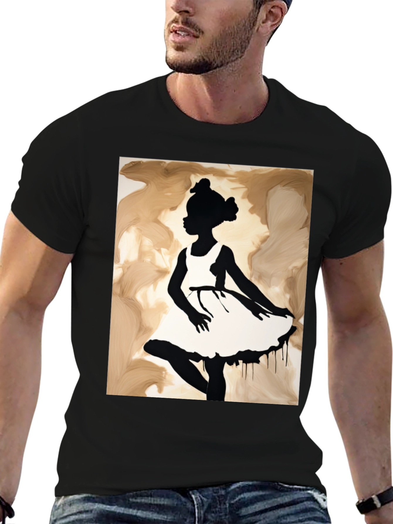 Black Silhouette Girl Graphic Tee - Black view 6