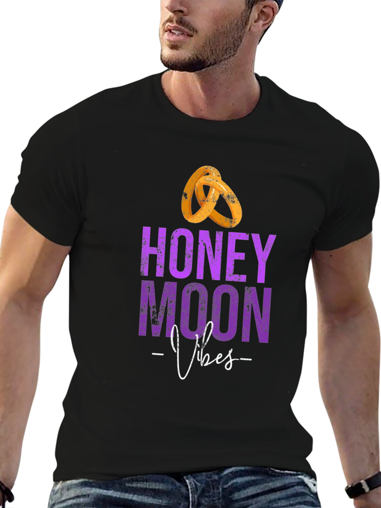 Black Honeymoon Vibes Black T-Shirt view 6