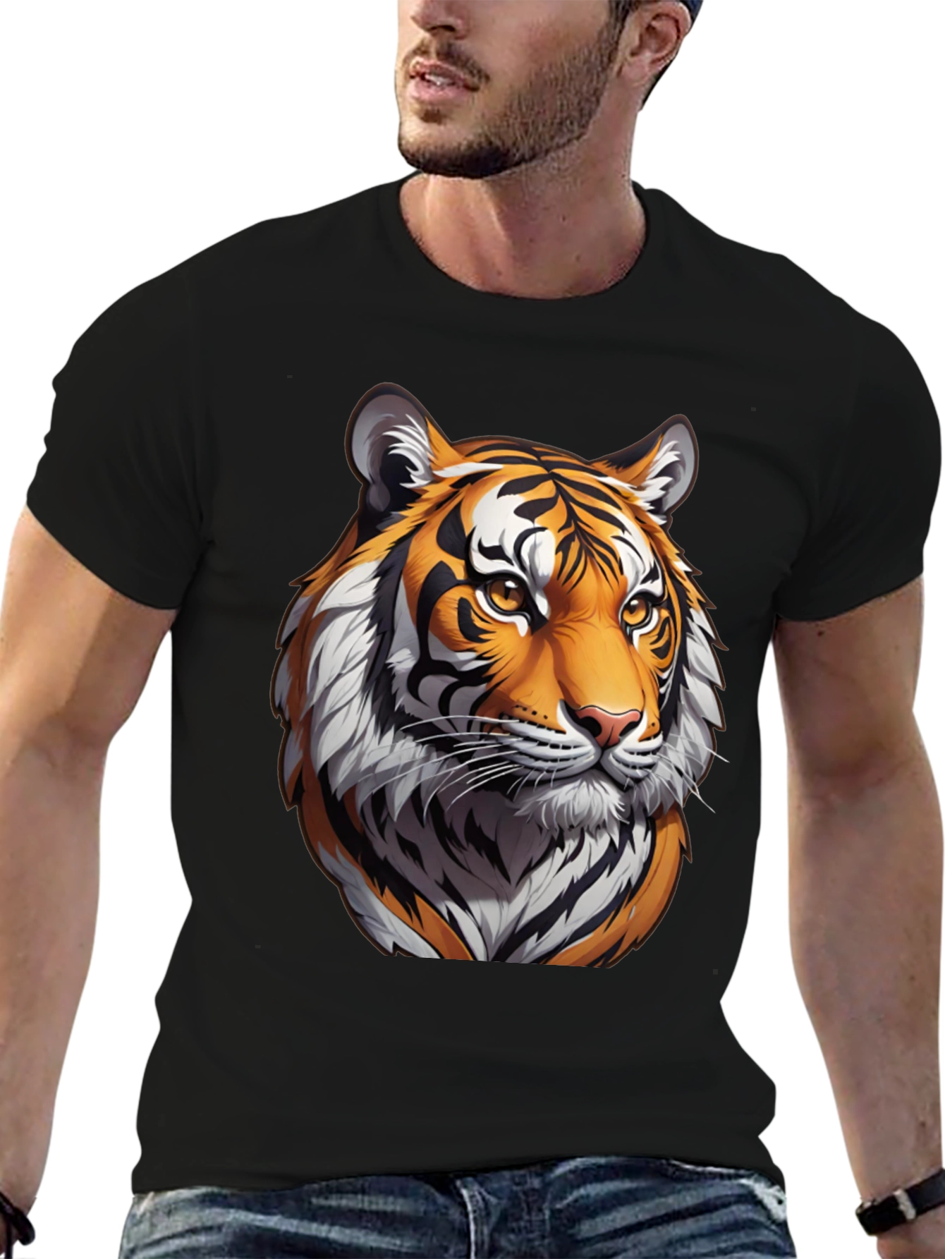 Black Tiger Graphic Black T-Shirt view 6