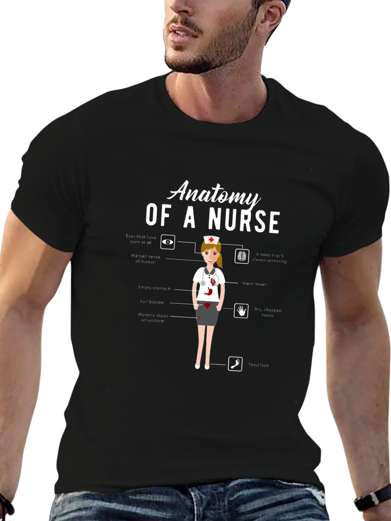 Black Anatomy of a Nurse T-Shirt Funny Nursing Gift view 6