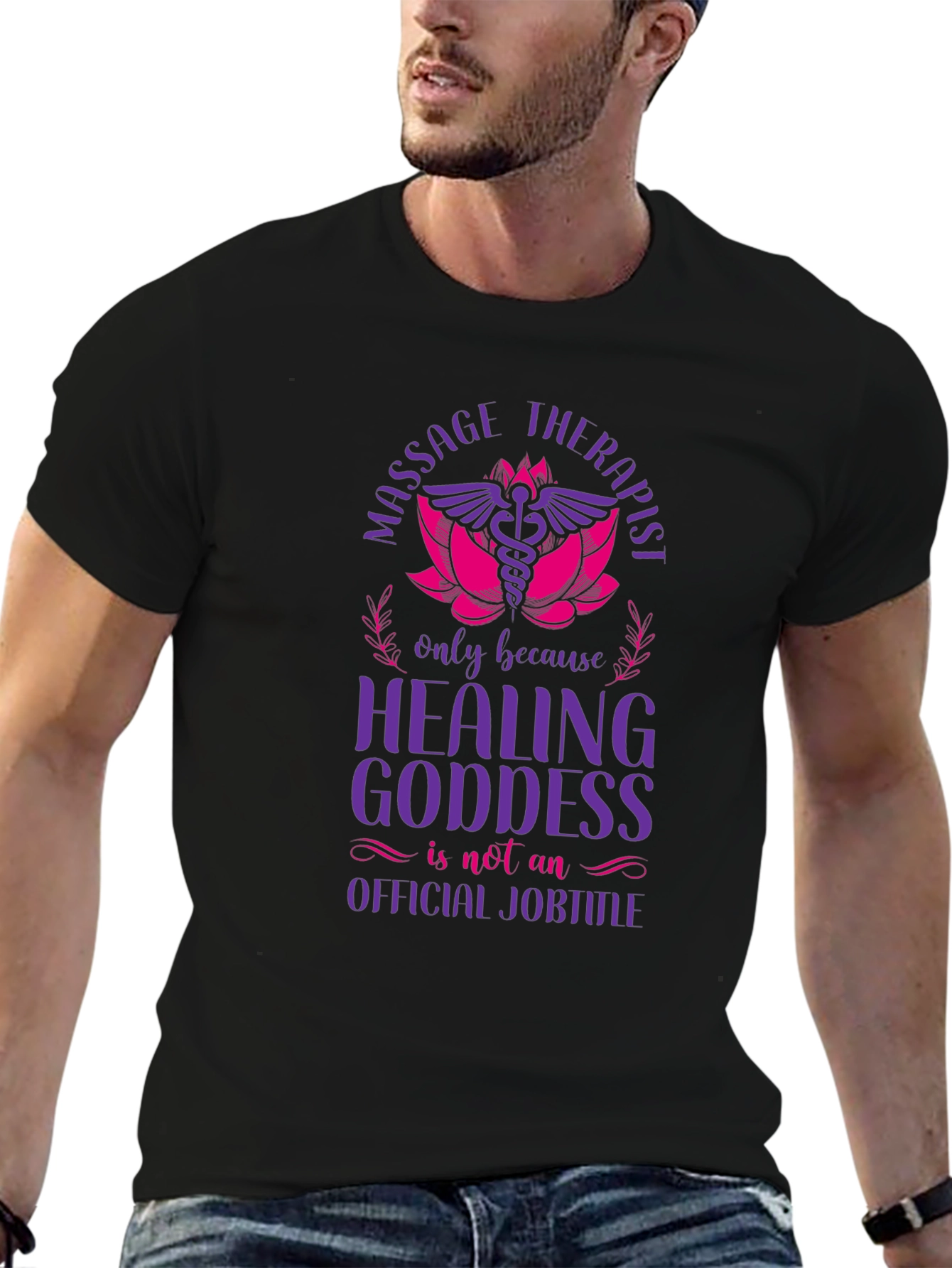 Black Massage Therapist Healing Goddess Graphic T-Shirt view 6