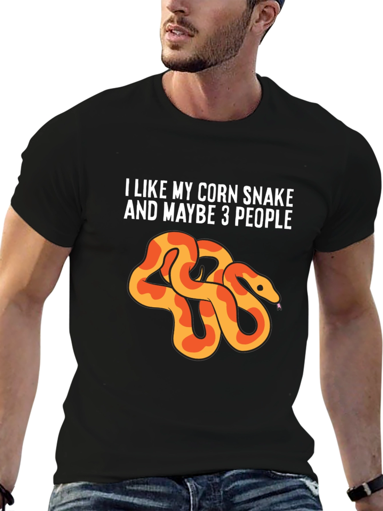 Black Corn Snake Lover Tee - I Like My Corn Snake & Maybe 3 People view 6