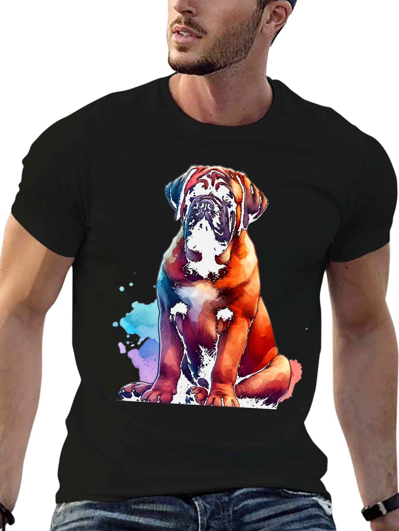 Black Watercolor Dog Graphic Tee - Black view 6