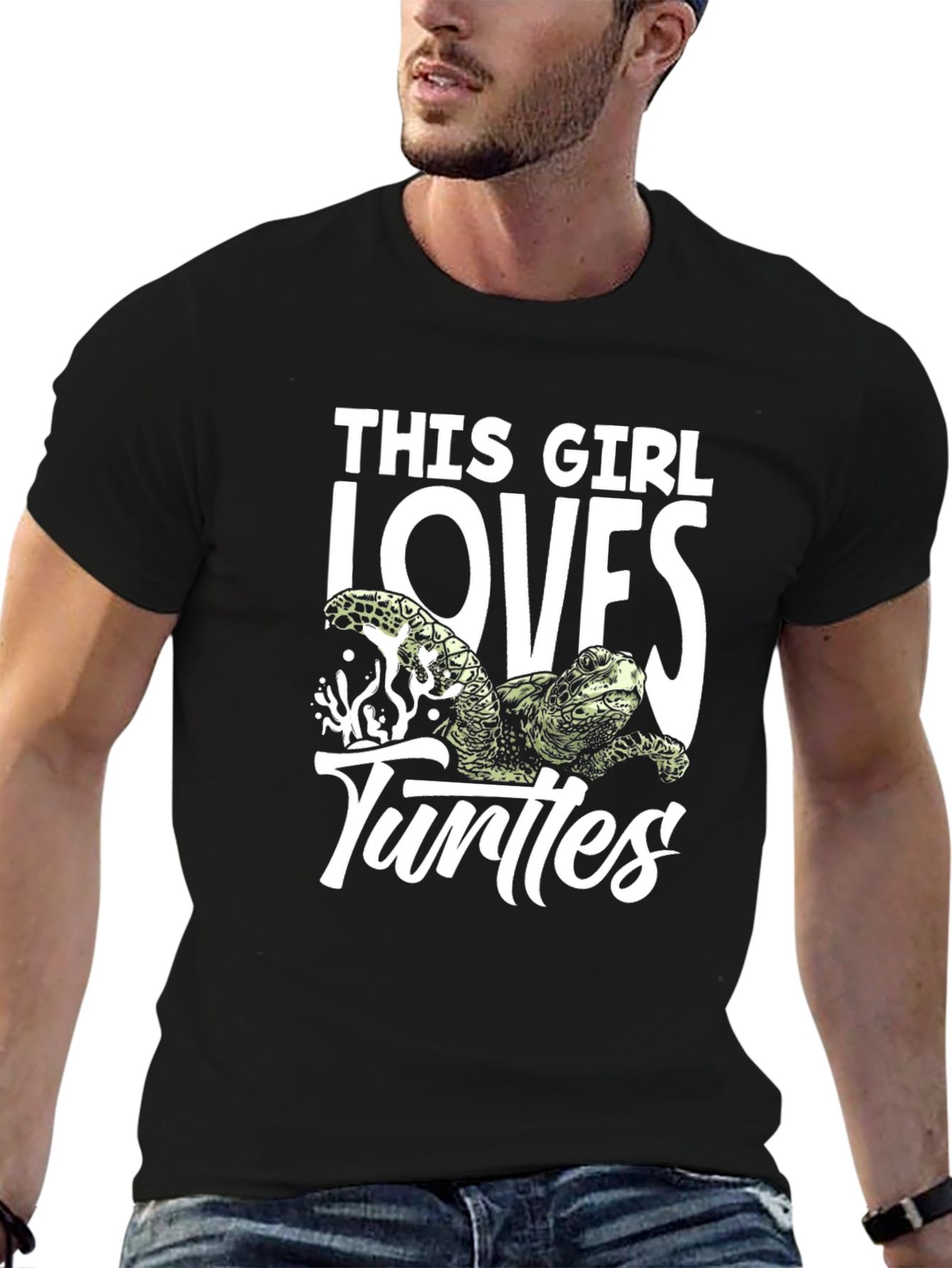 Black This Girl Loves Turtles Black T-Shirt view 6