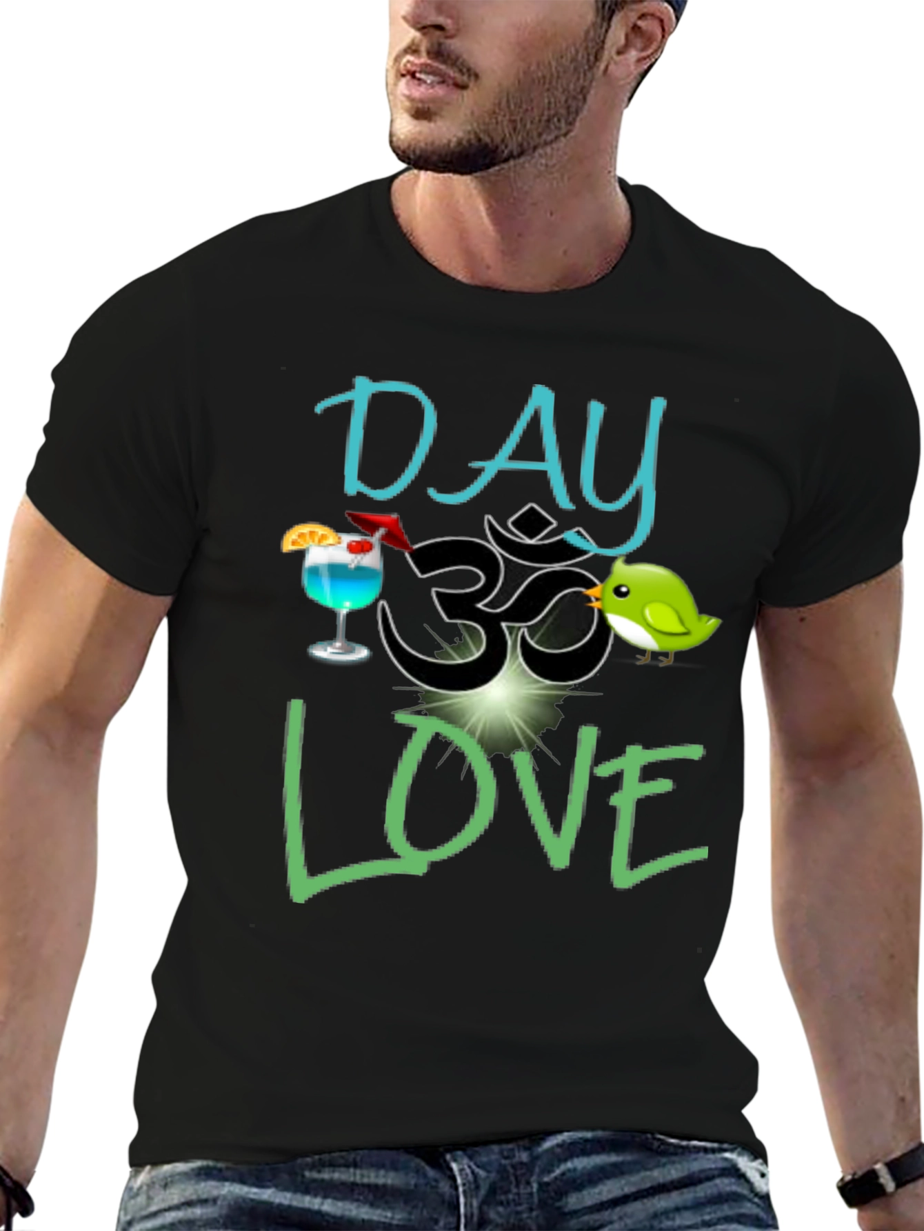 Black Day Om Love T-Shirt - Fun Graphic Tee view 6
