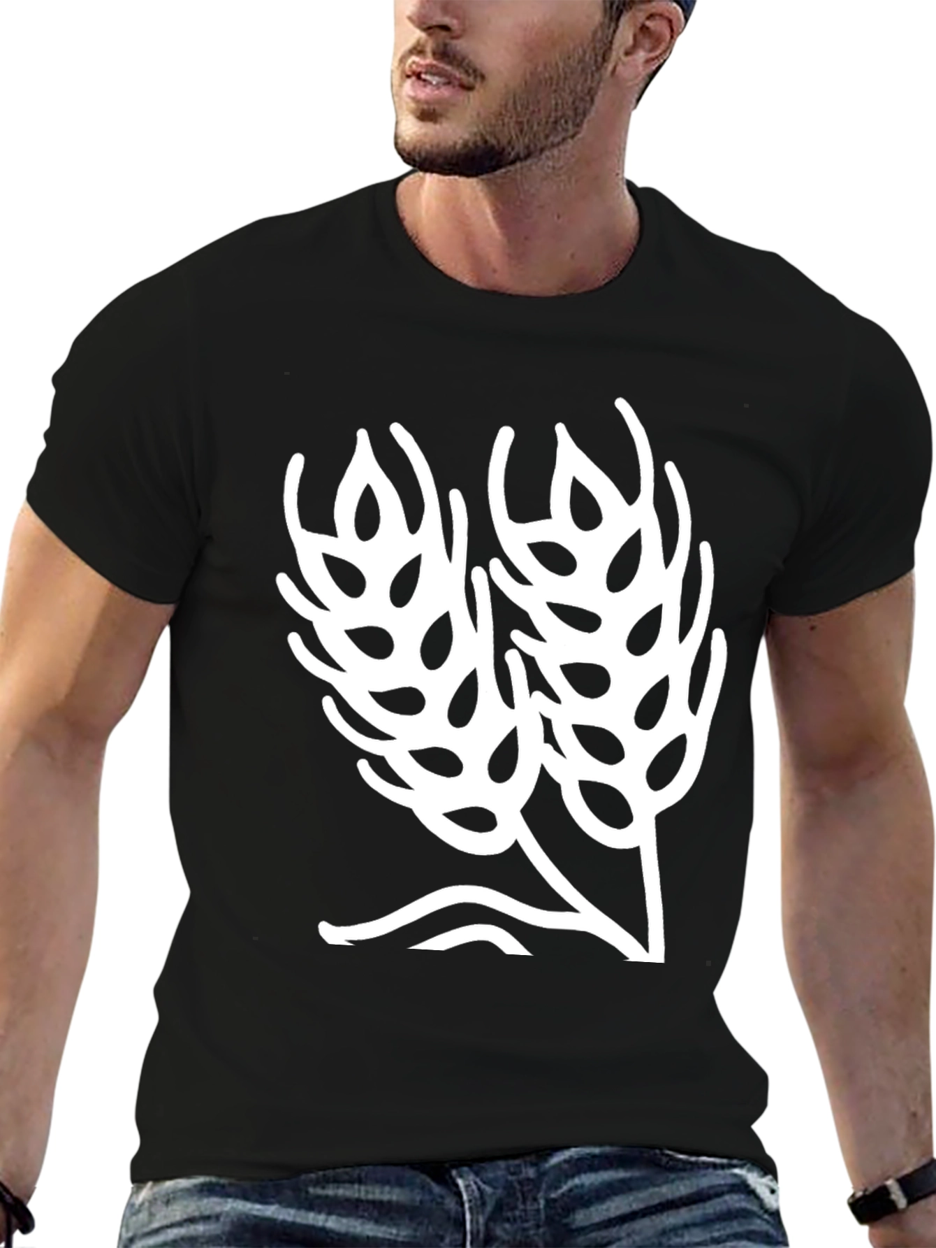Black Wheat Graphic Black T-Shirt view 6