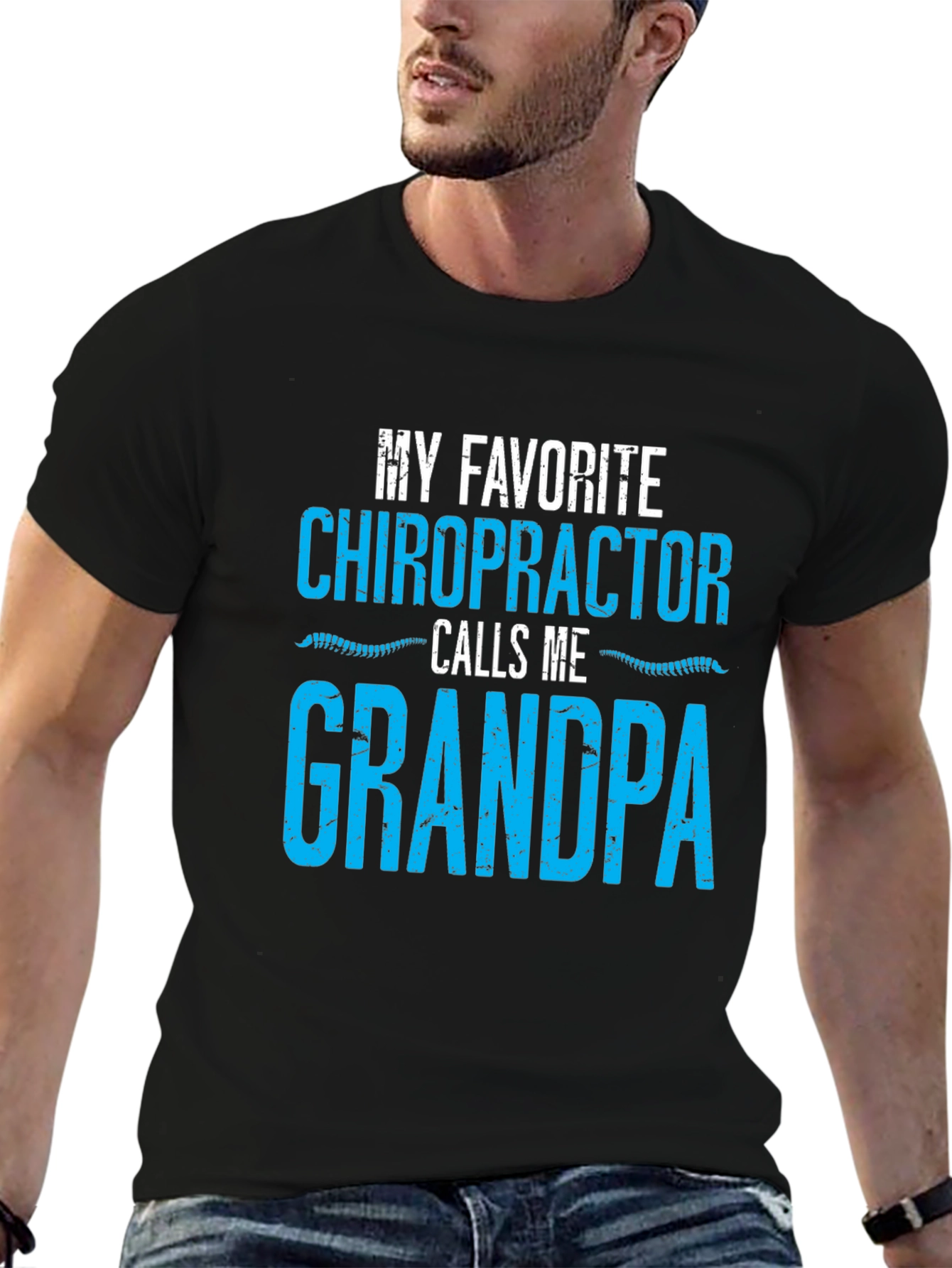 Black Chiropractor Grandpa T-Shirt Funny Gift view 6