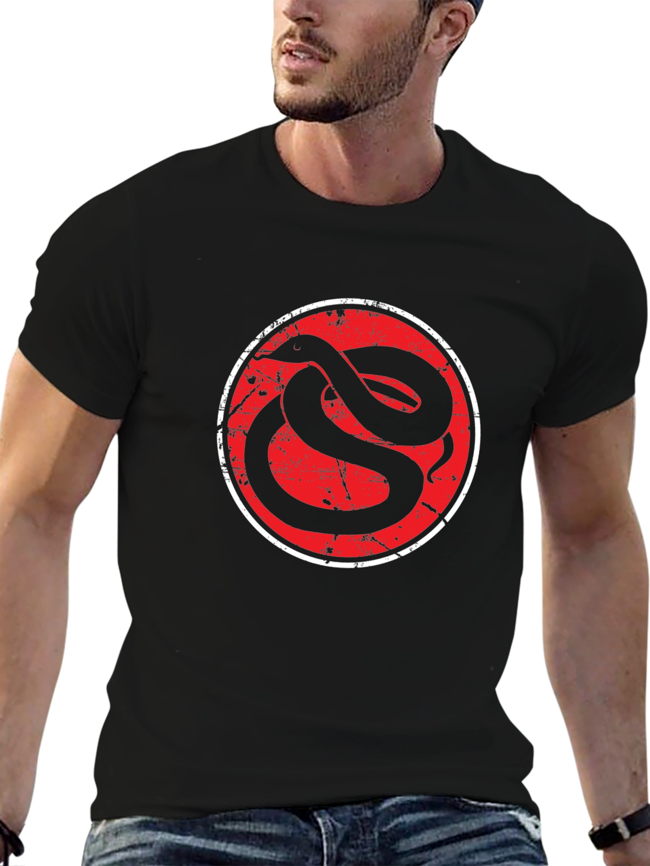 Black Snake Emblem Black Graphic Tee view 6