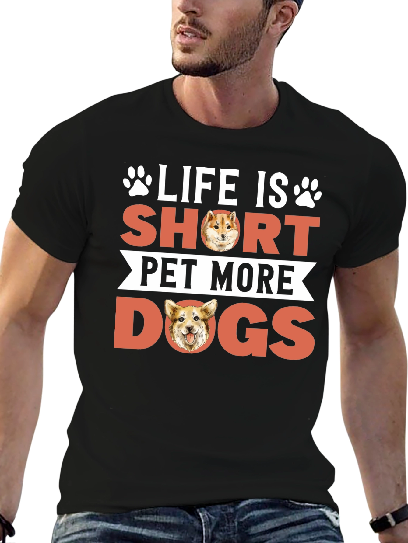 Black Life is Short Pet More Dogs Graphic Tee view 6