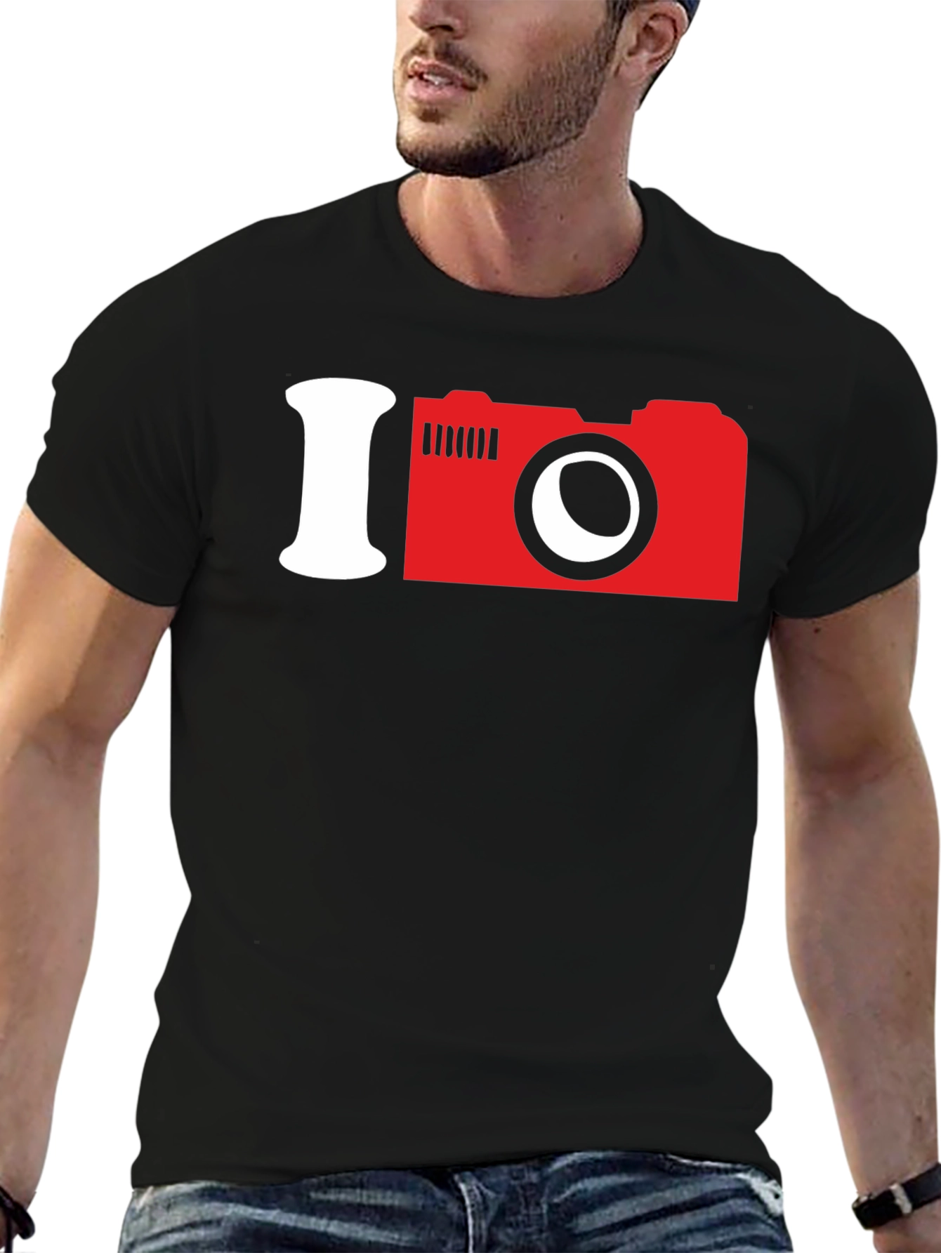 Black I Camera Graphic Tee - Photo Lover Shirt view 6