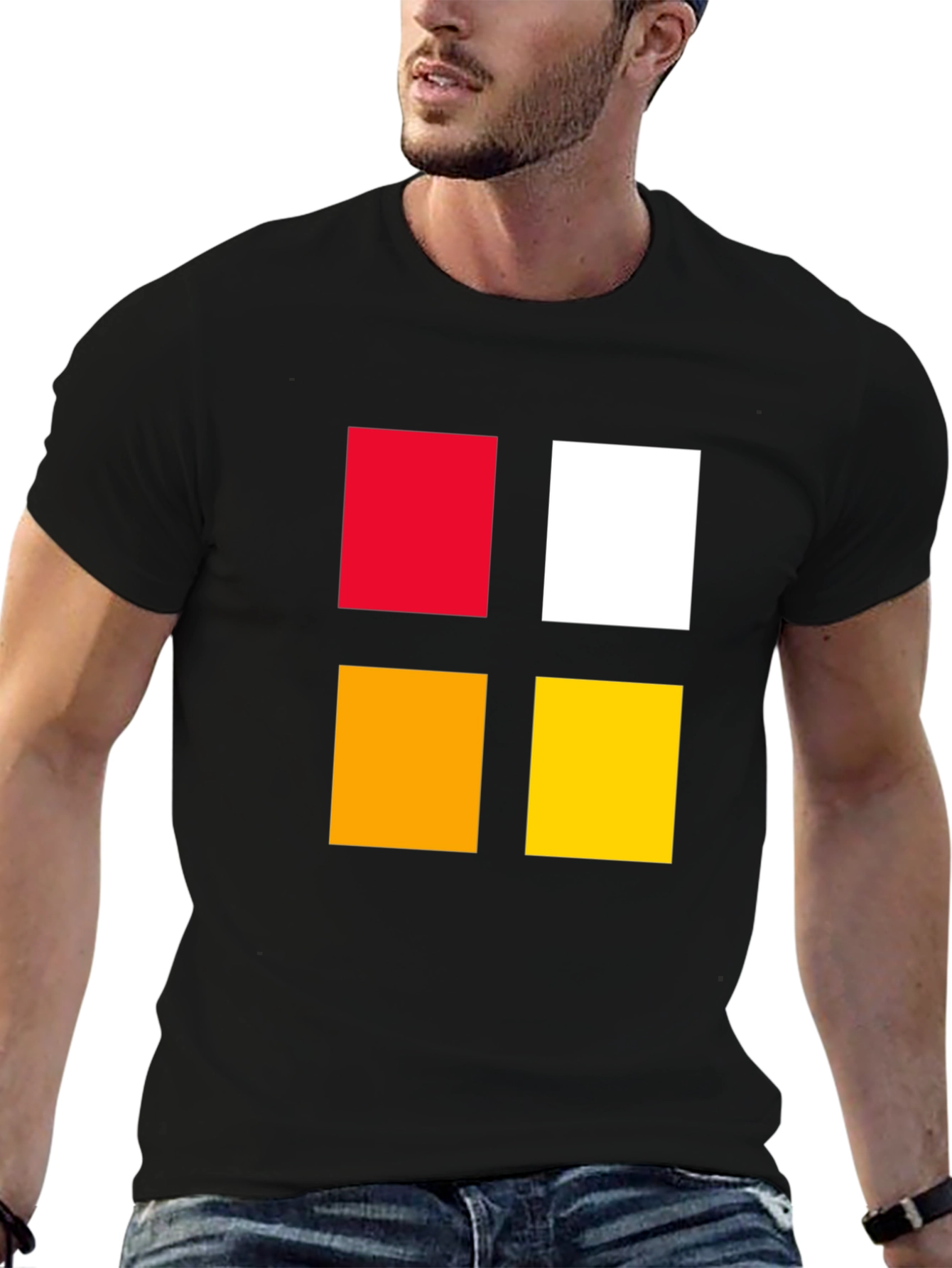 Black Colorful Block Graphic Tee - Bold & Modern Design view 6