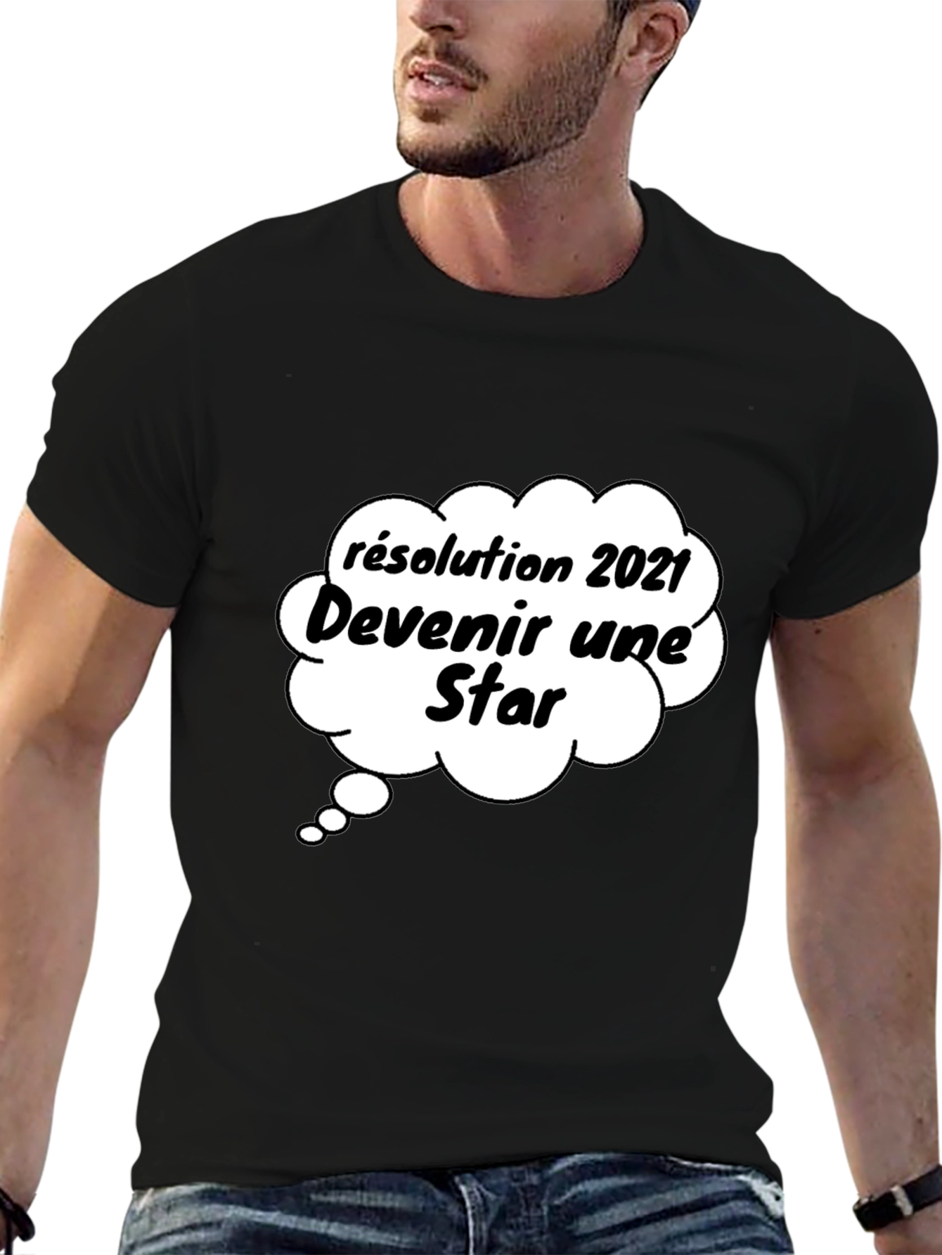 Black Funny 2021 Resolution Star Graphic T-Shirt view 6