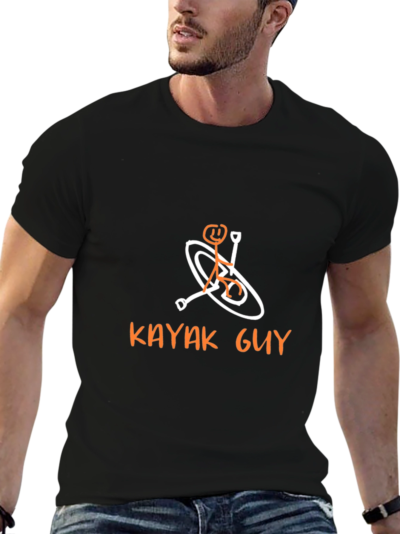 Black Kayaking Stick Figure Graphic Tee - Black view 6