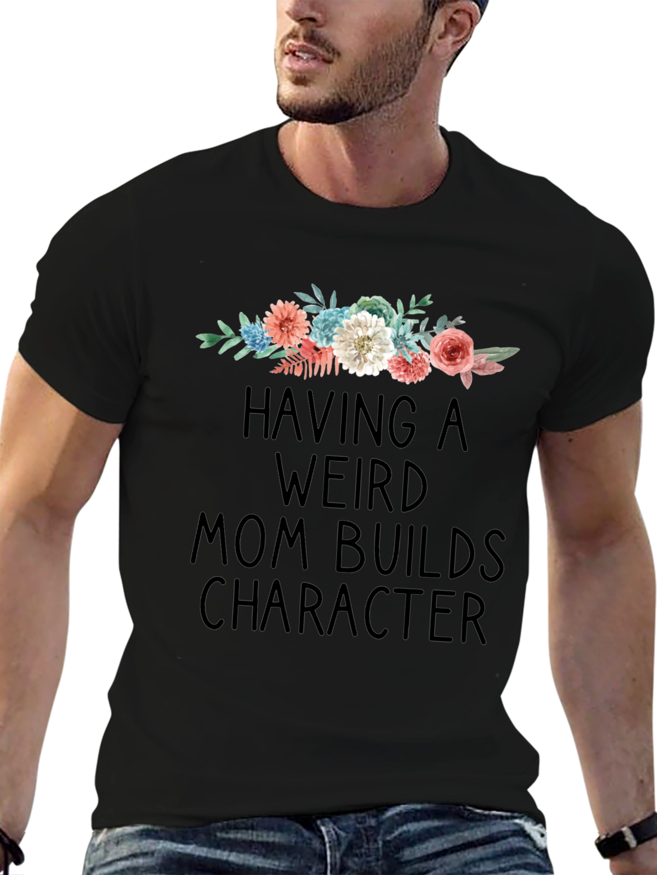 Black Weird Mom Builds Character Graphic Tee view 6