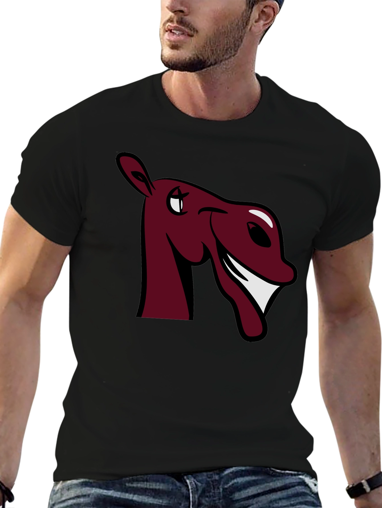 Black Funny Horse Graphic Tee - Burgundy view 6