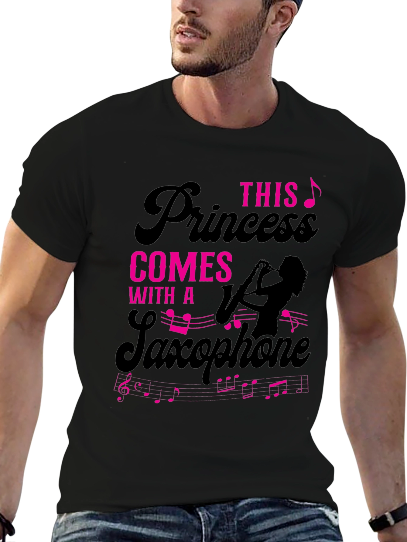 Black Princess Saxophone T-Shirt - Musician Tee view 6