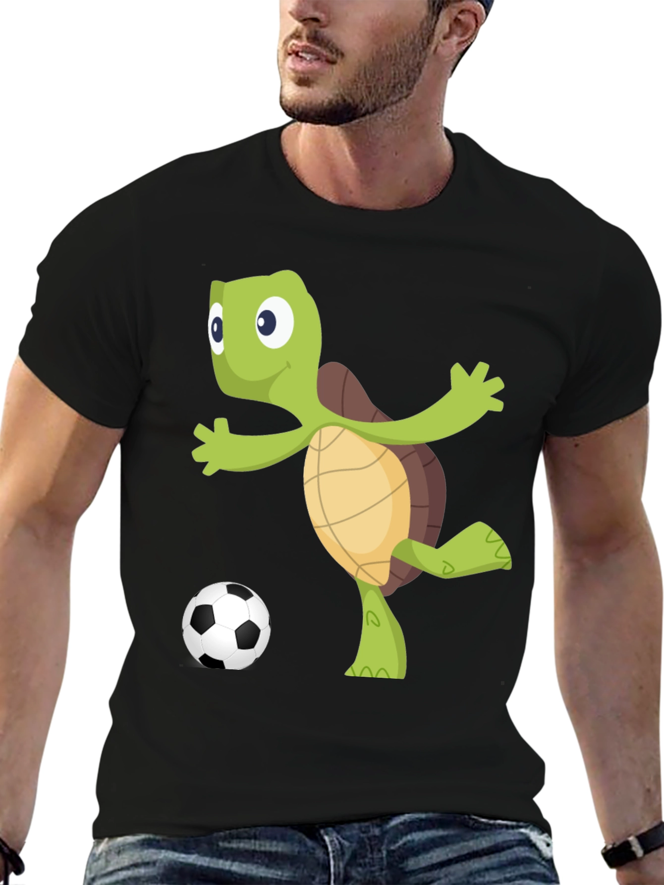 Black Turtle Soccer Fan T-Shirt view 6