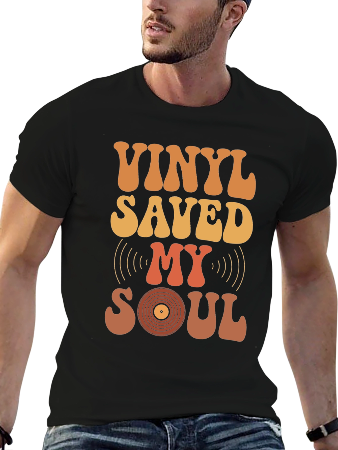 Black Vinyl Saved My Soul Graphic Tee view 6