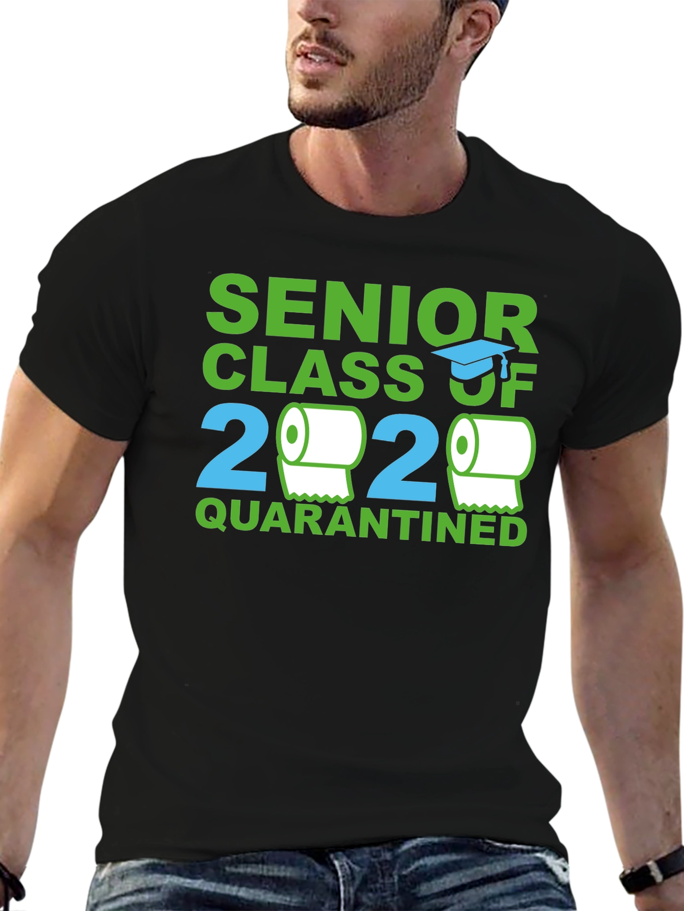Black Senior Class 2020 Quarantined Novelty T-Shirt view 6