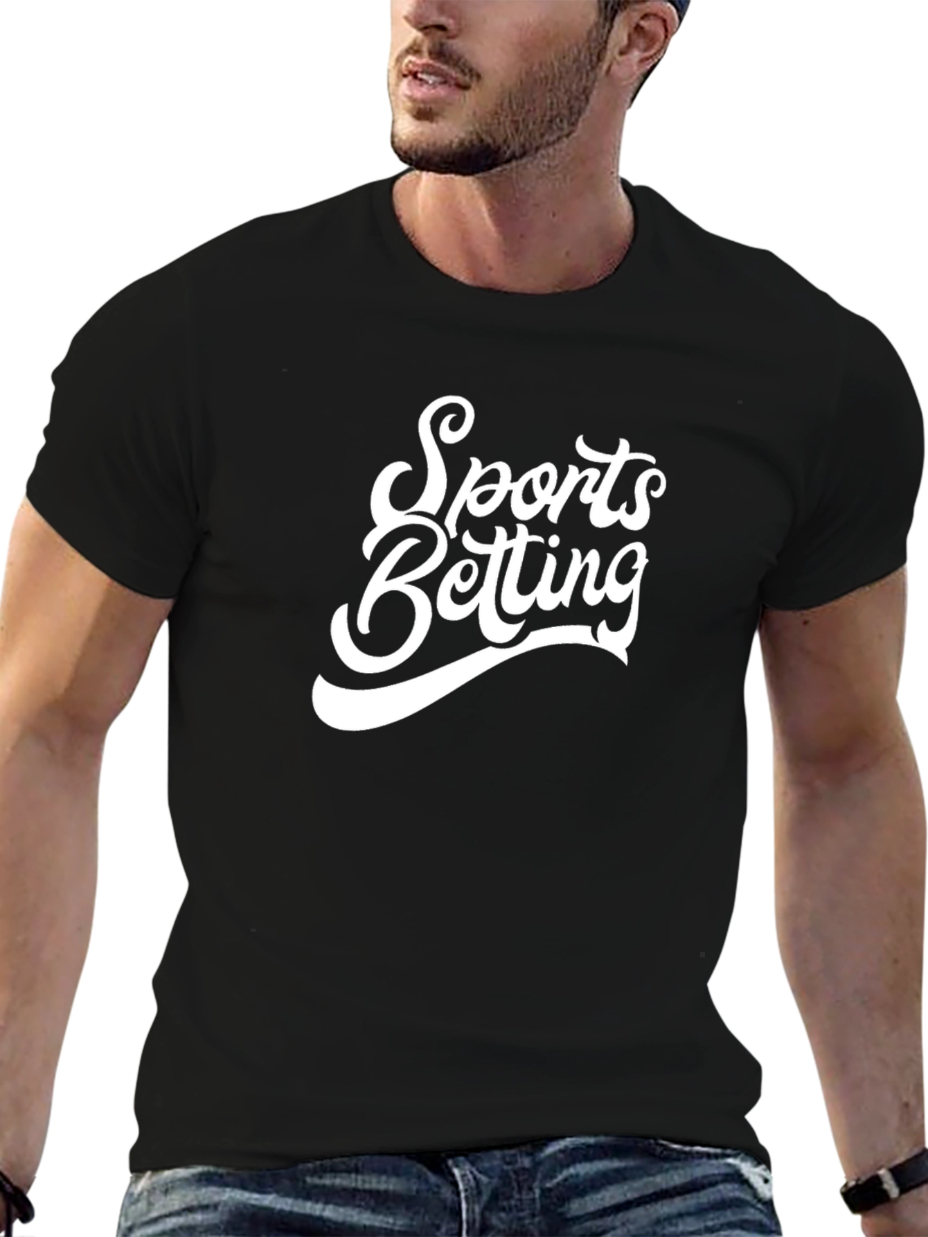 Black Sports Betting Graphic Tee - Black Cotton T-Shirt view 6