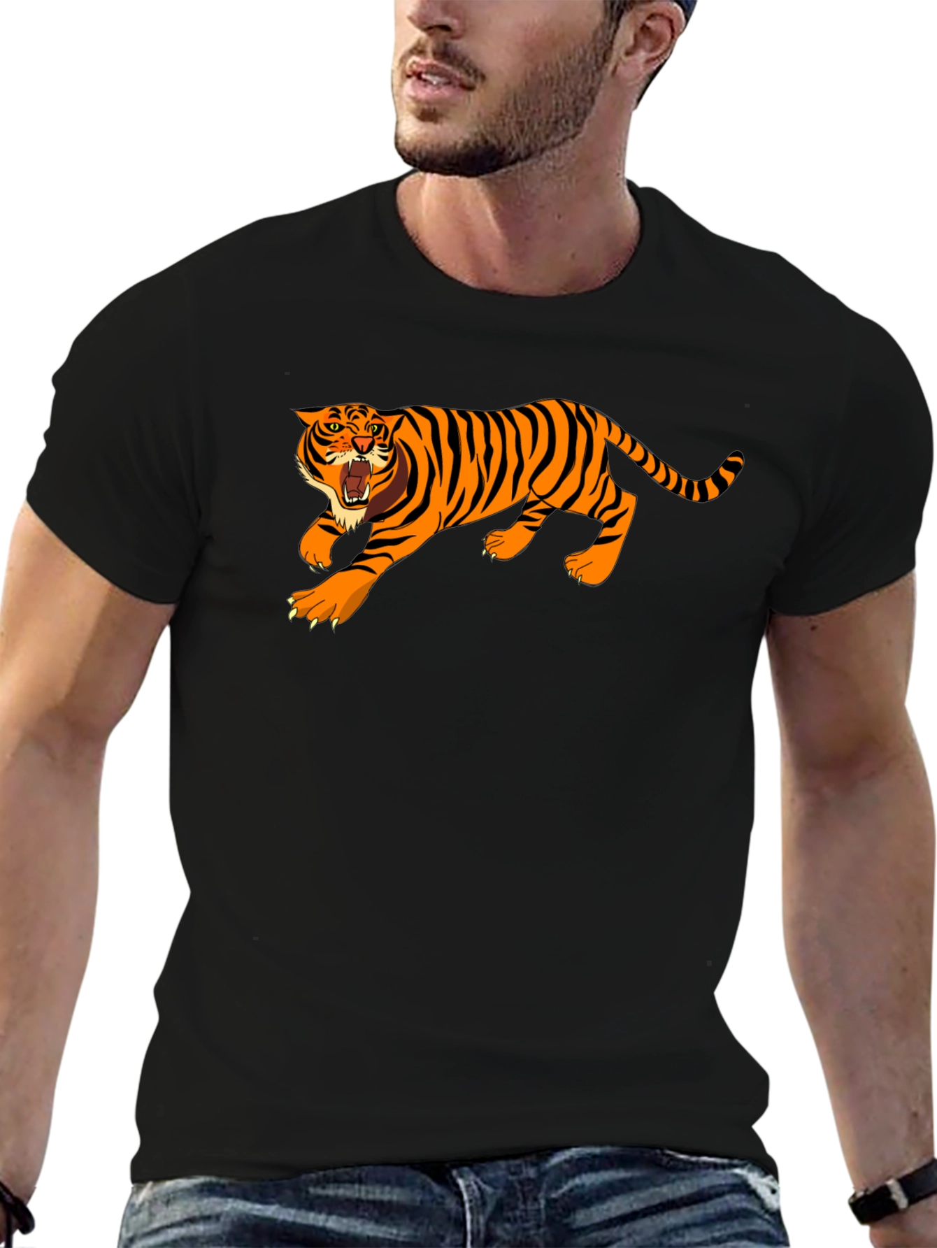 Black Roaring Tiger Graphic T-Shirt view 6