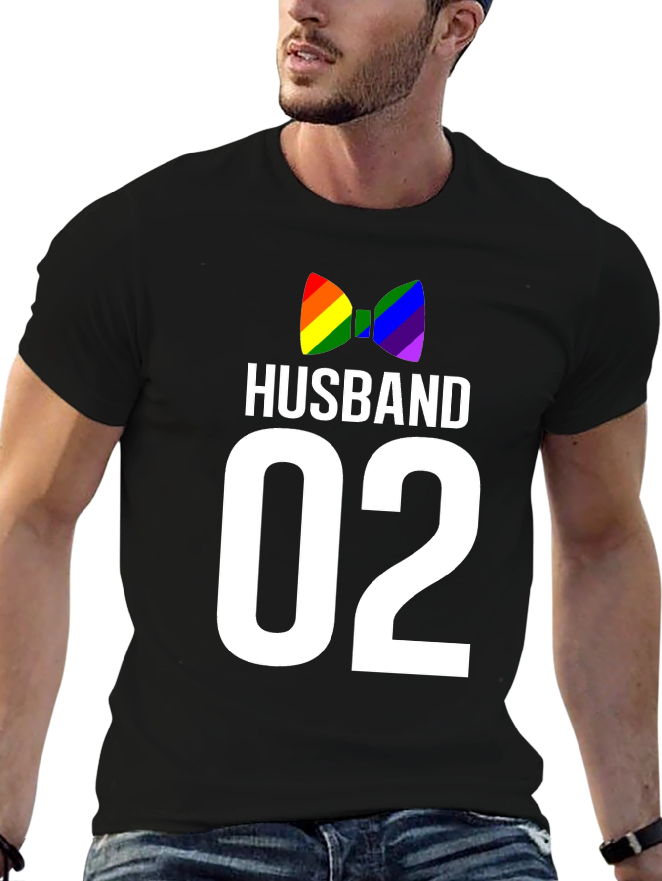 Black Husband 02 LGBT Pride Bow Tie Graphic Tee view 6