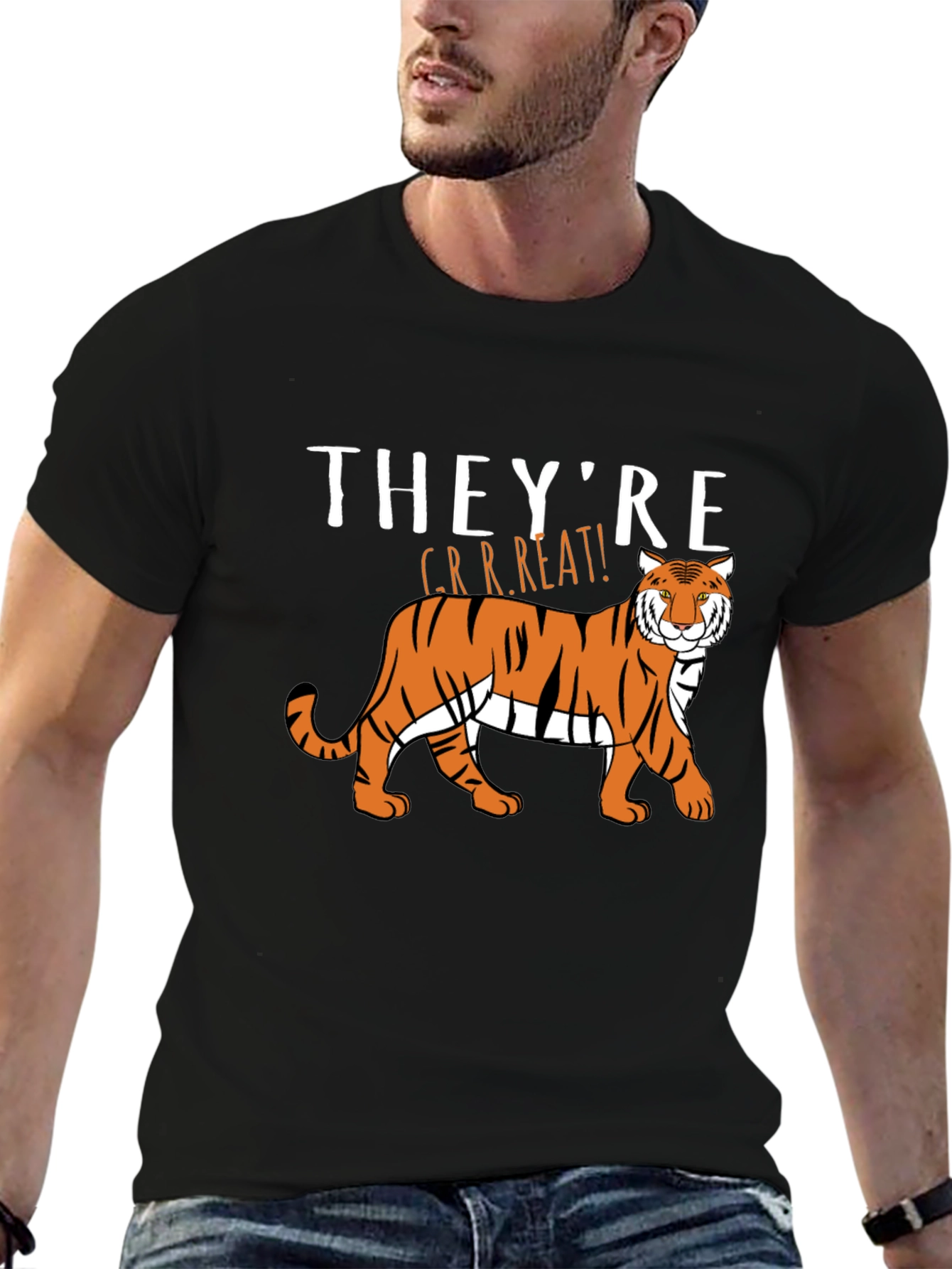 Black They're GRRREAT! Tiger Graphic T-Shirt view 6