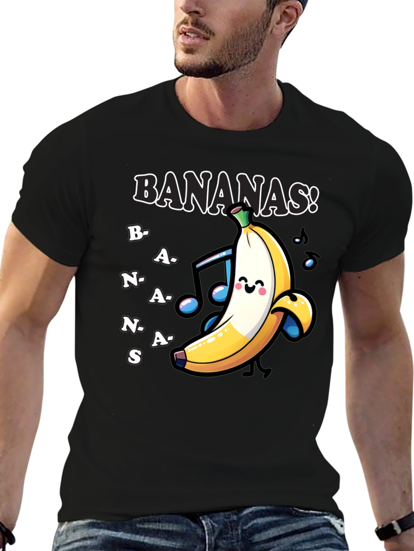Black Fun 'Bananas!' Graphic Print T-Shirt view 6