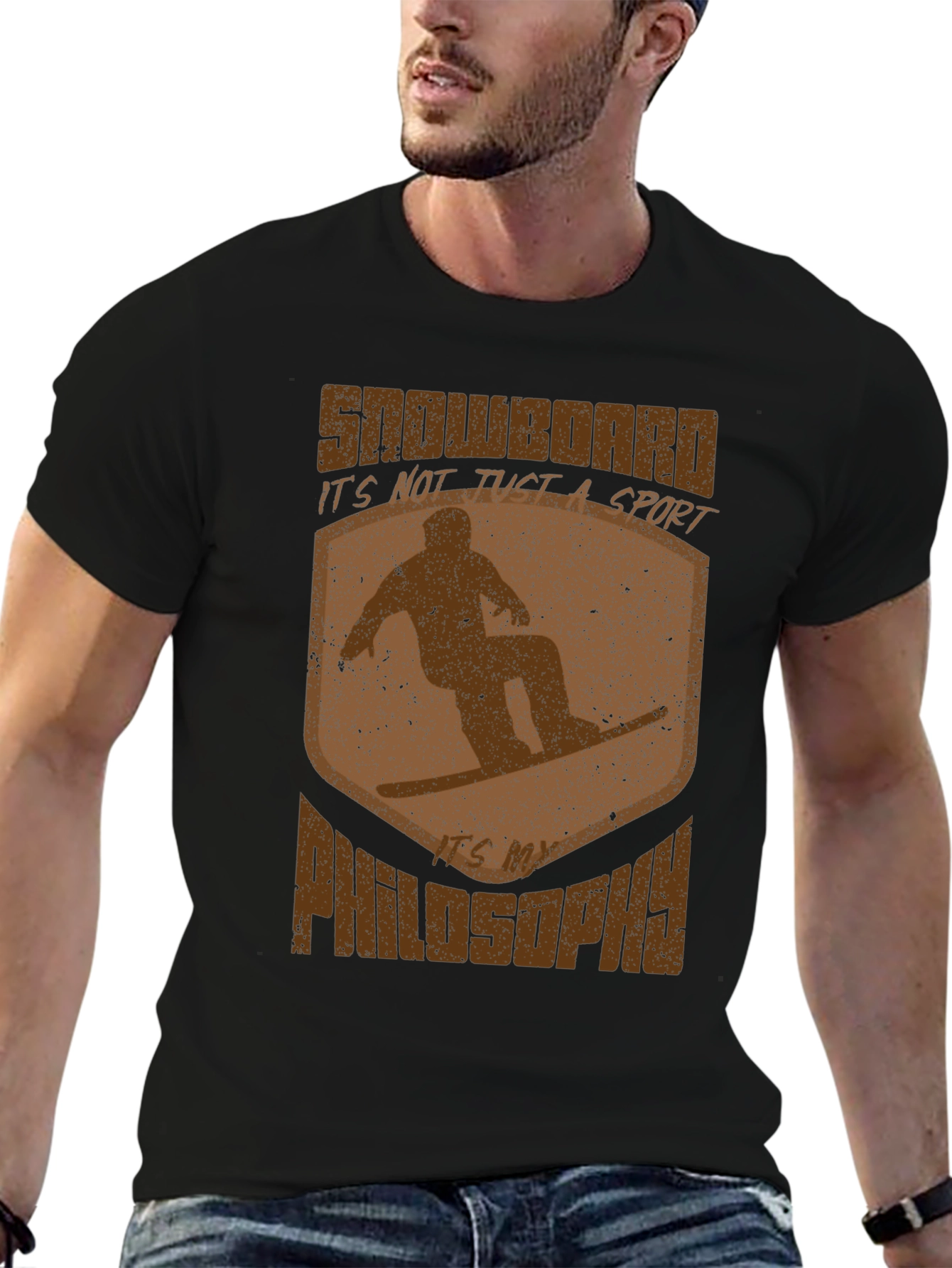 Black Snowboard Philosophy Graphic T-Shirt view 6