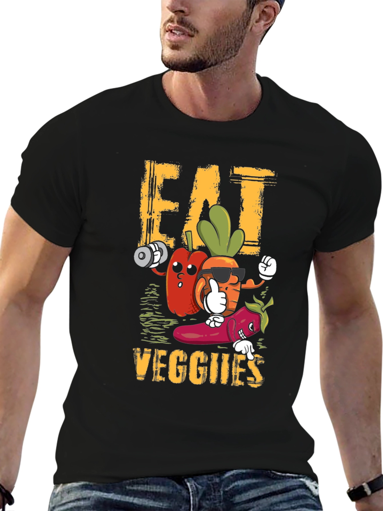 Eat Veggies T-Shirt - Cartoon Veggie Characters - 6