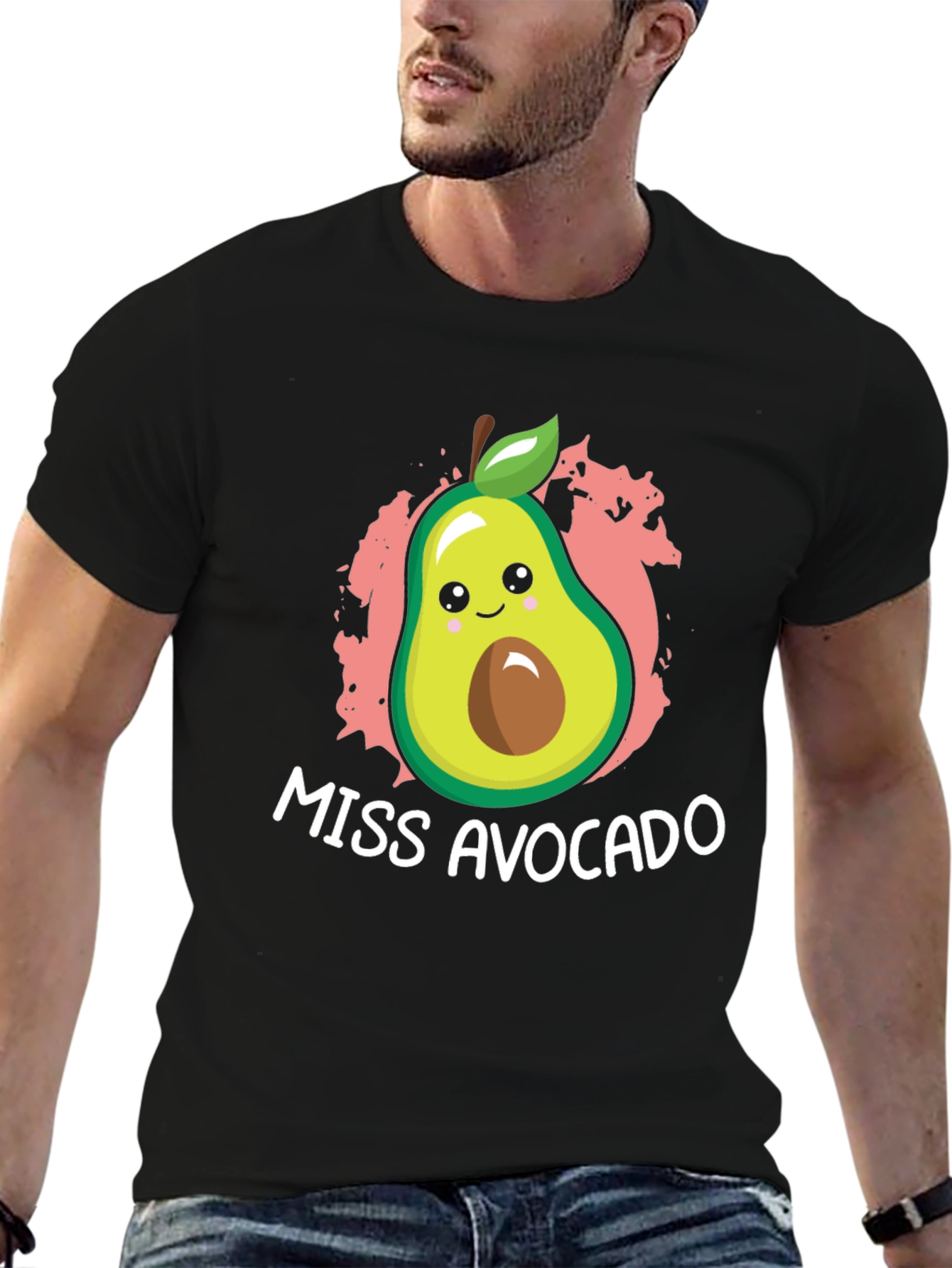 Black Miss Avocado Graphic Tee - Fun & Unique Black T-Shirt view 6